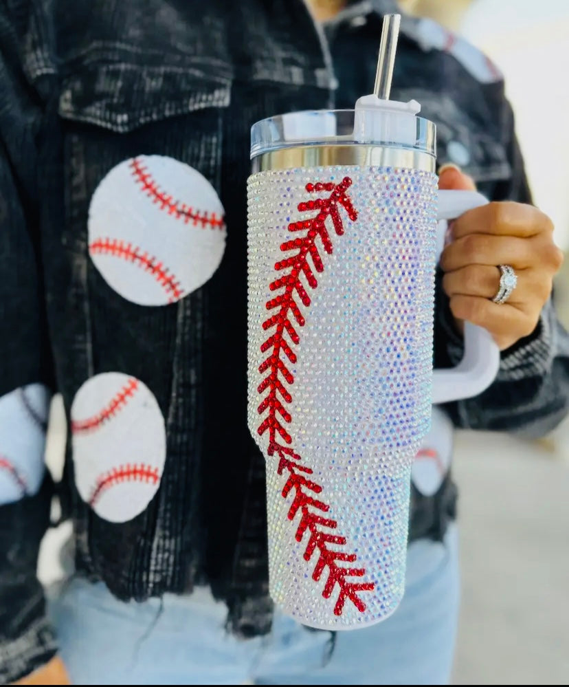 Baseball crystal 40oz tumbler