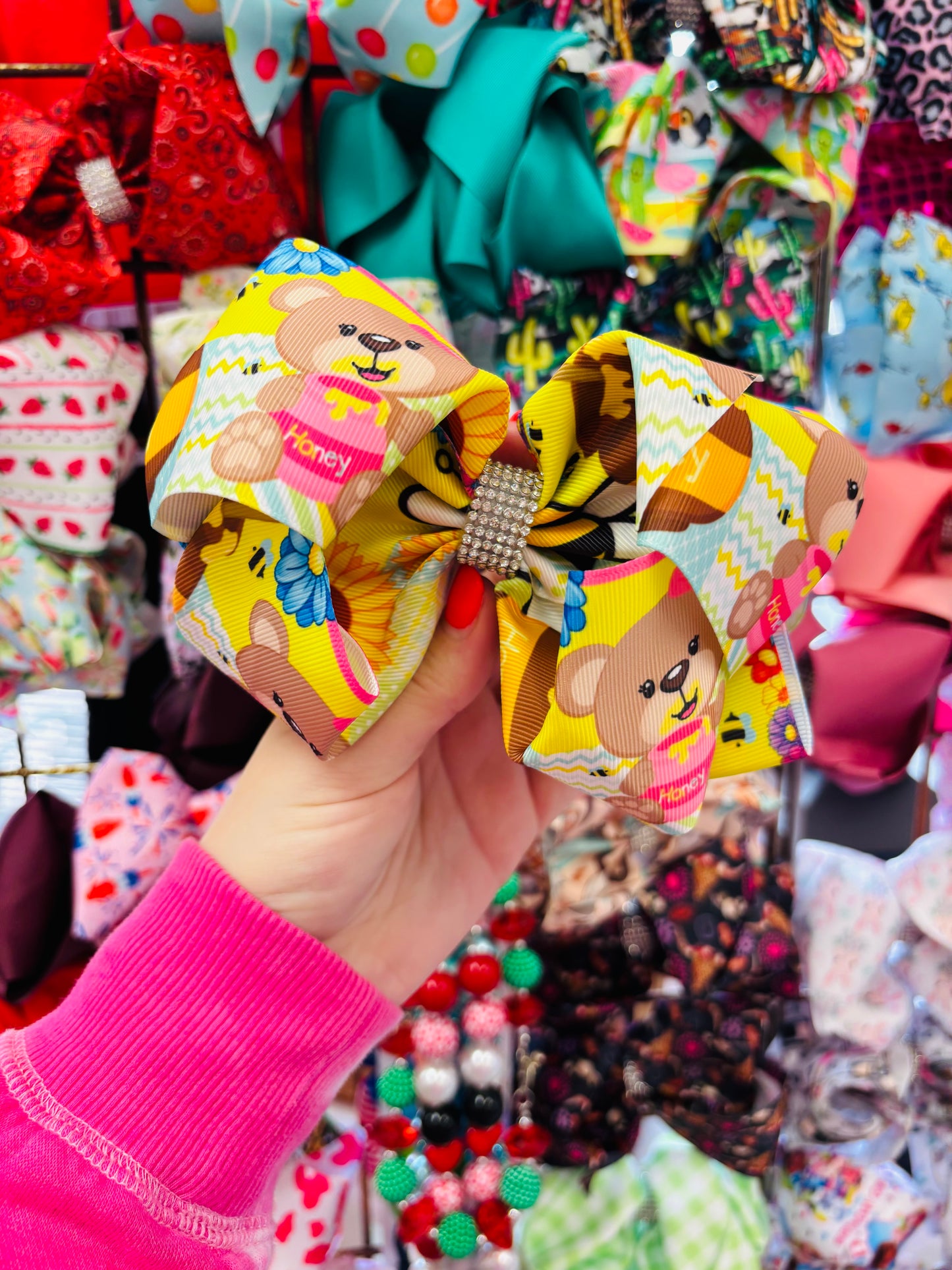 Honey bear bling bow