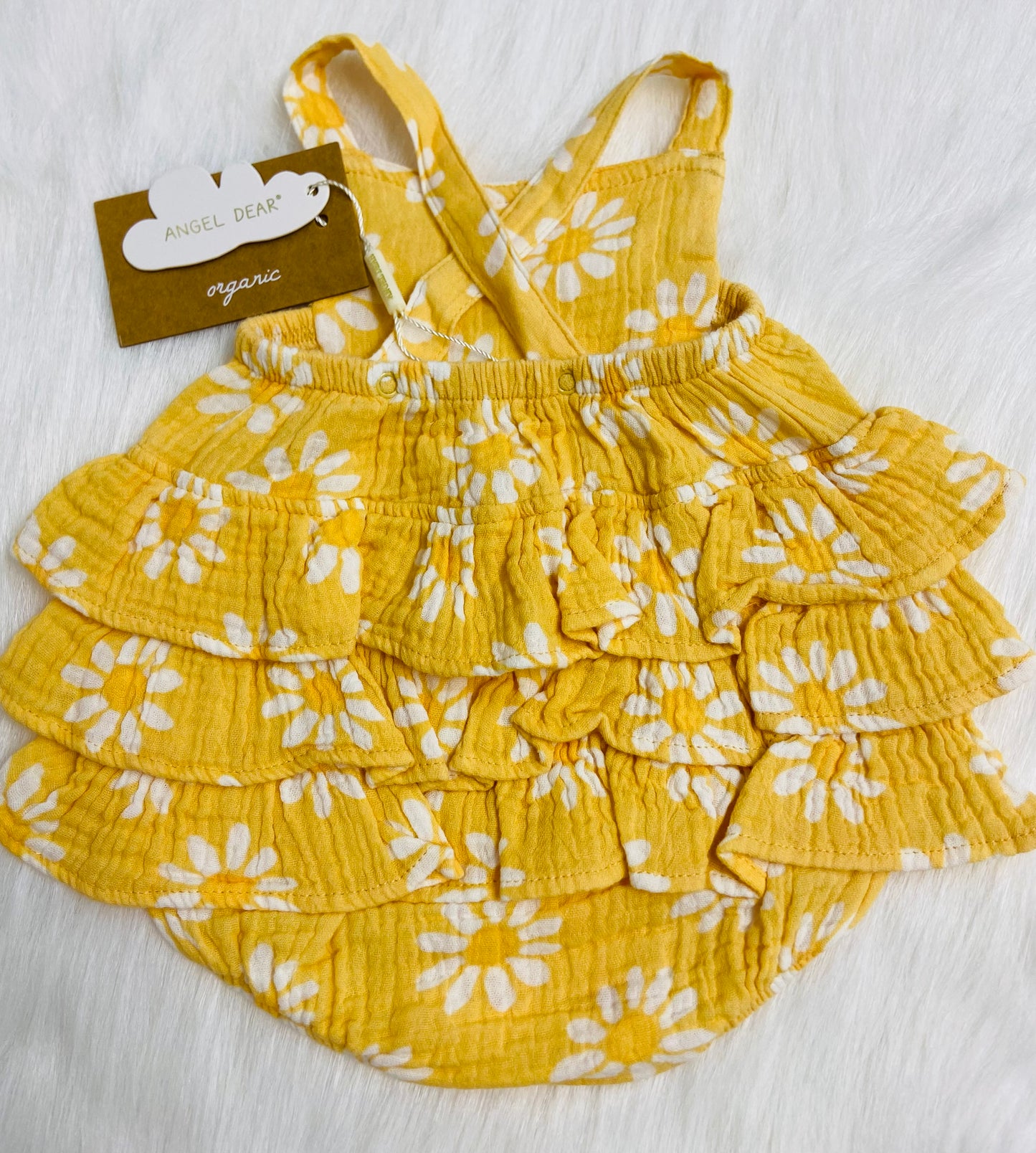 Yellow mod daisy ruffle sunsuit
