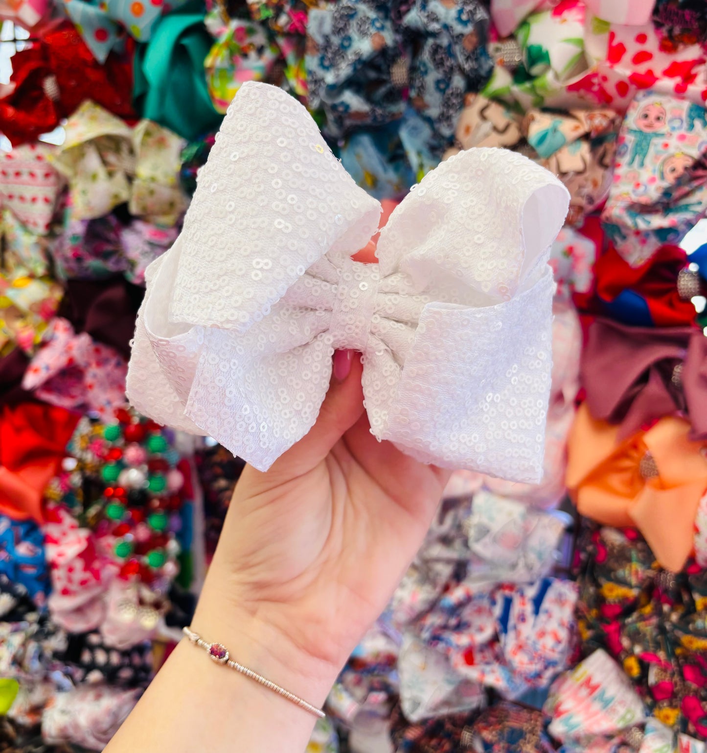 White Sparkle Bow