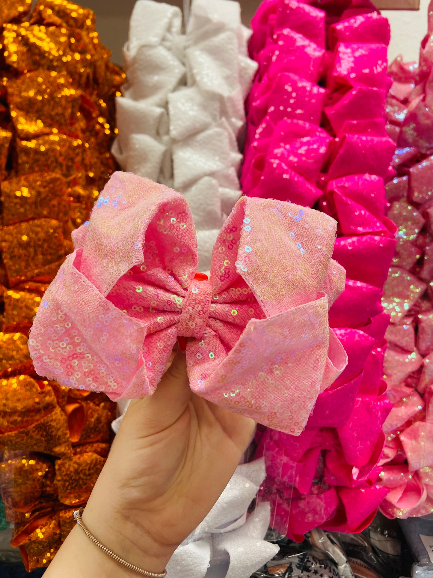Light pink bling bow