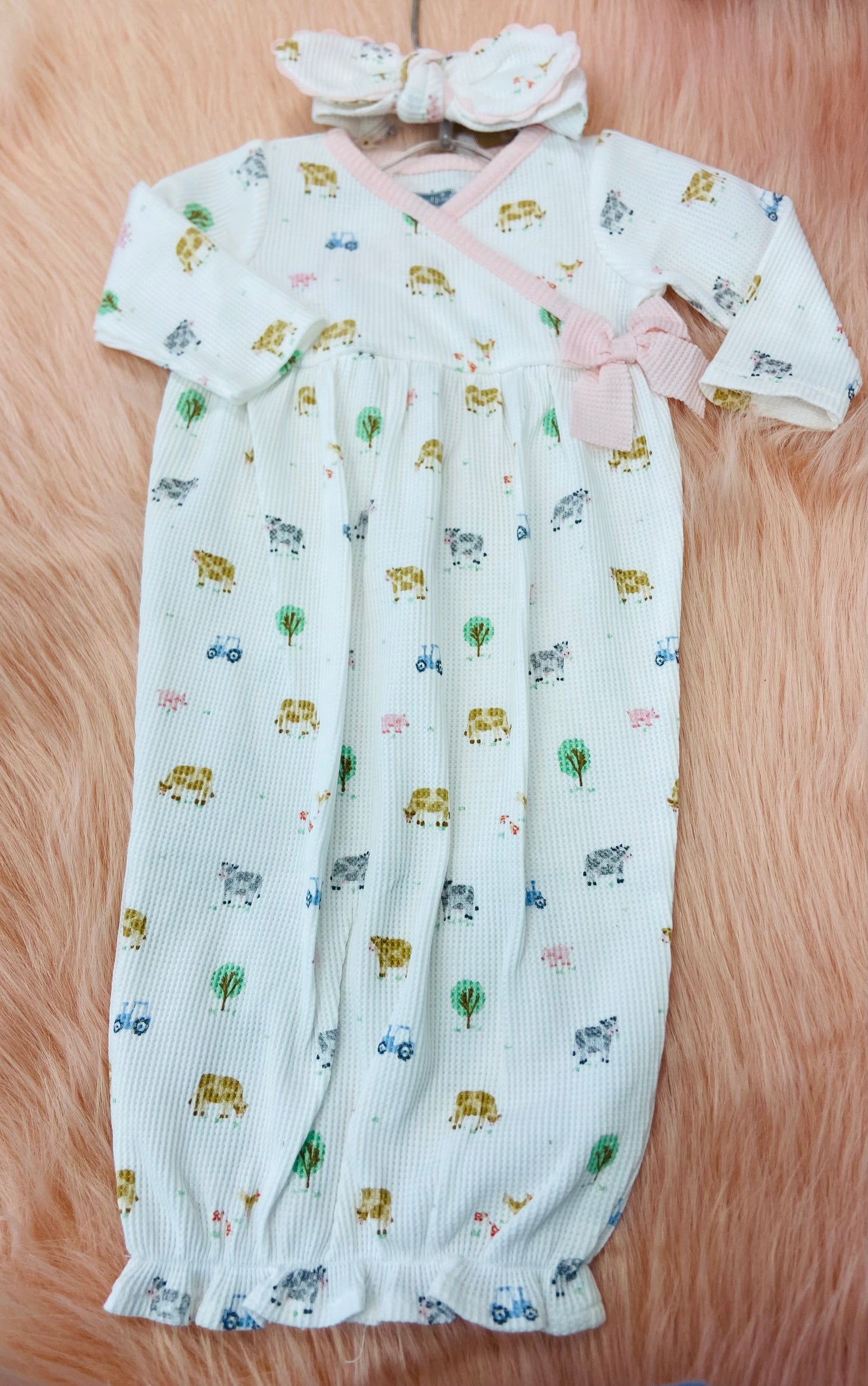 Farm NB gown + headband