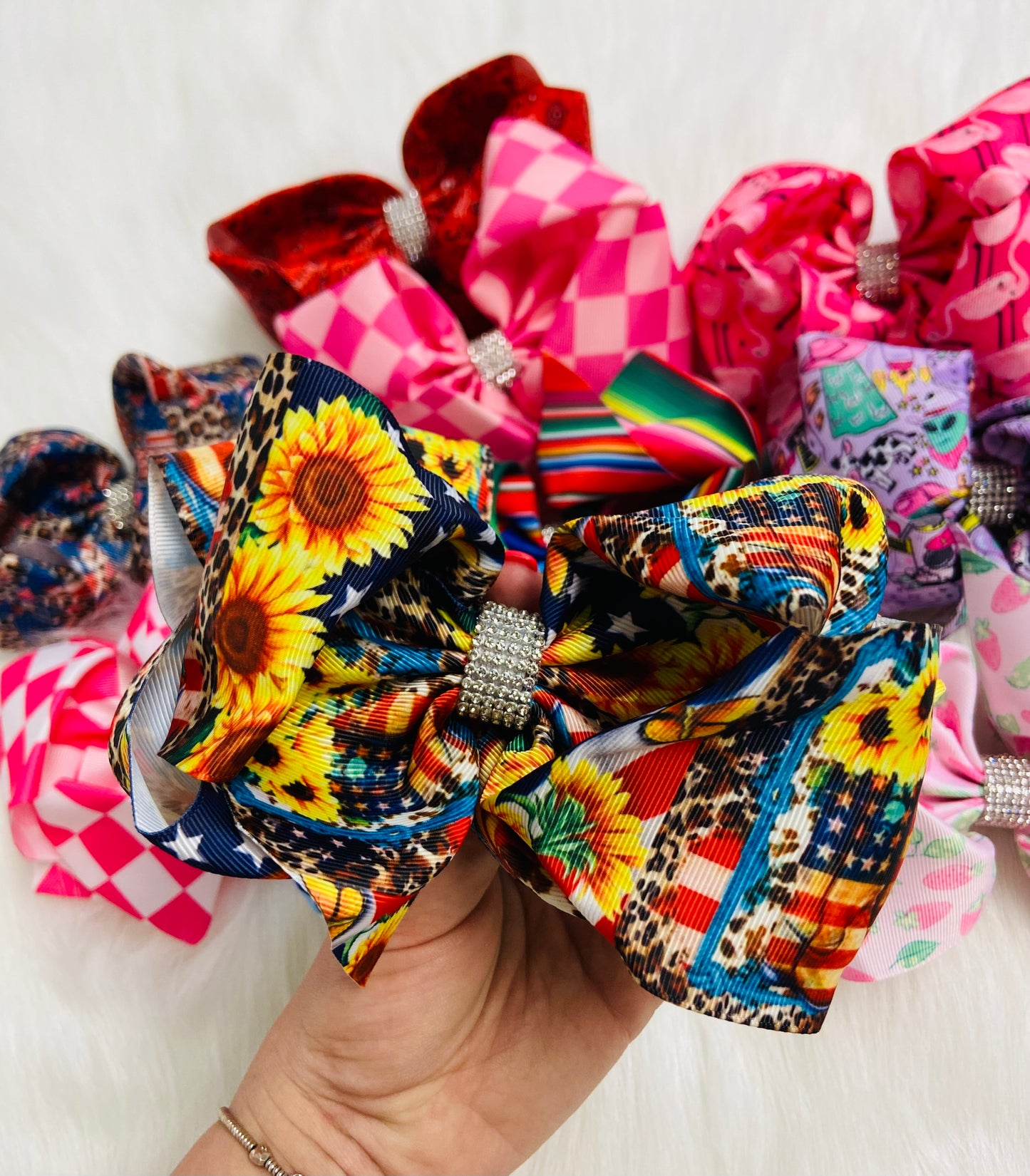 Sunflower American bling bow