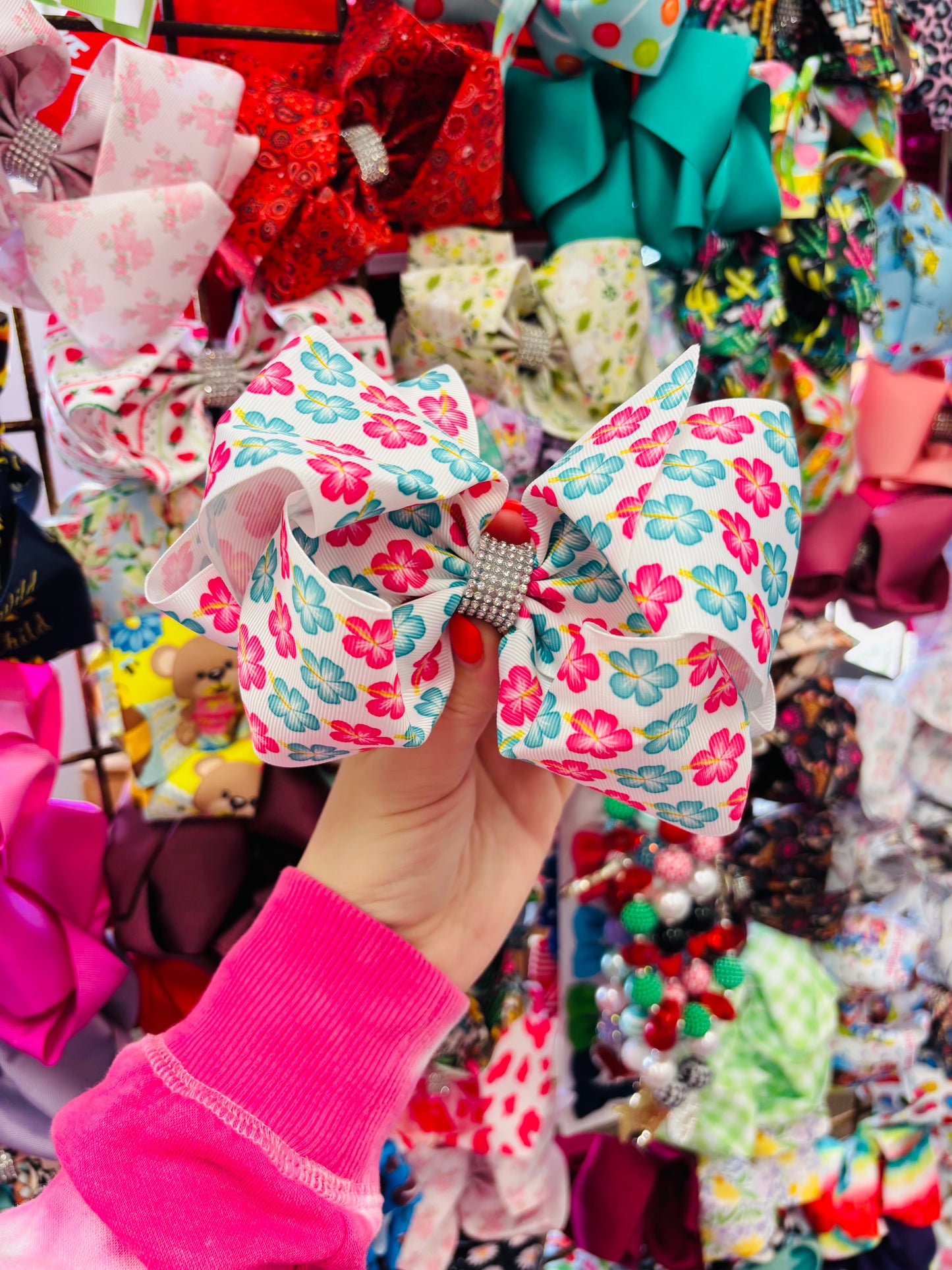 Pink & blue bling bow
