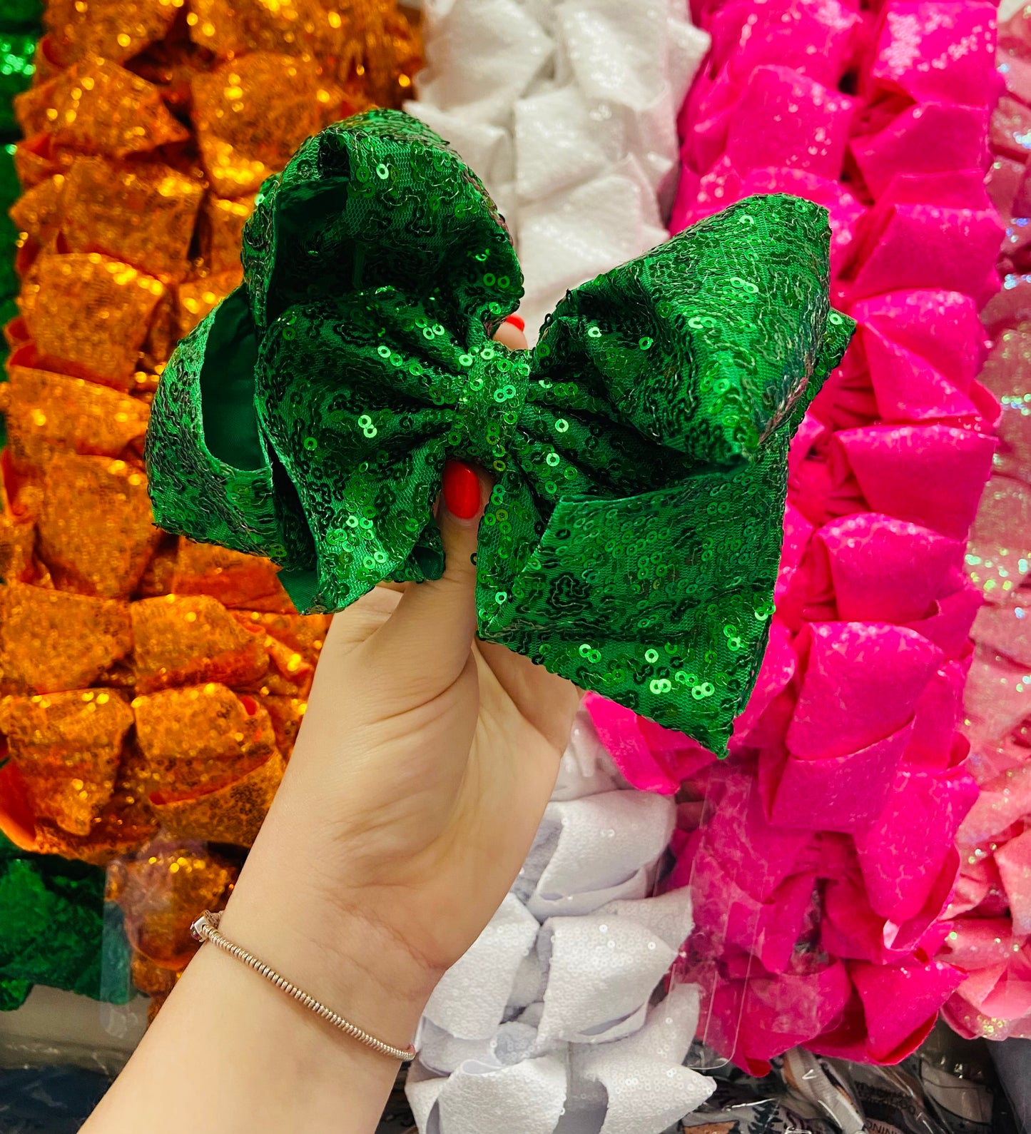 Green sparkle bling Bow