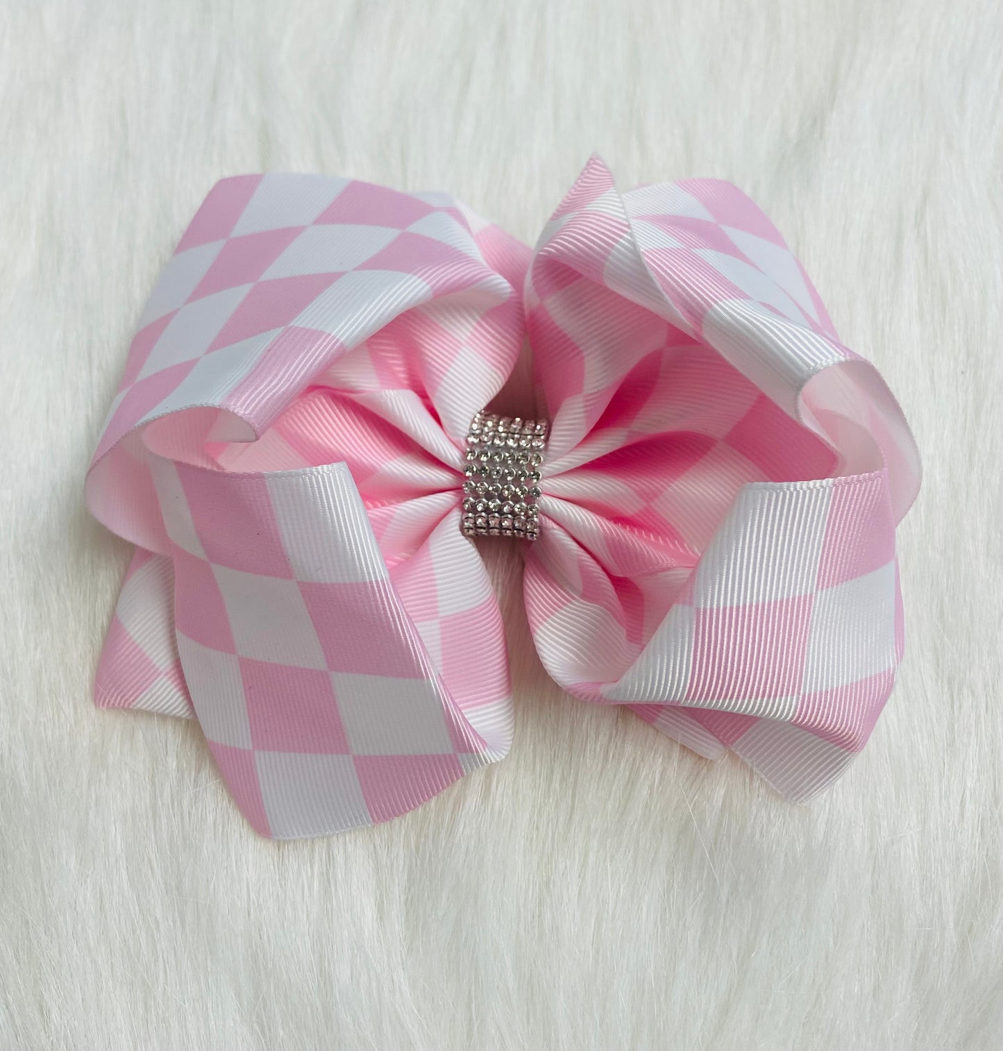 Pink checkered bow