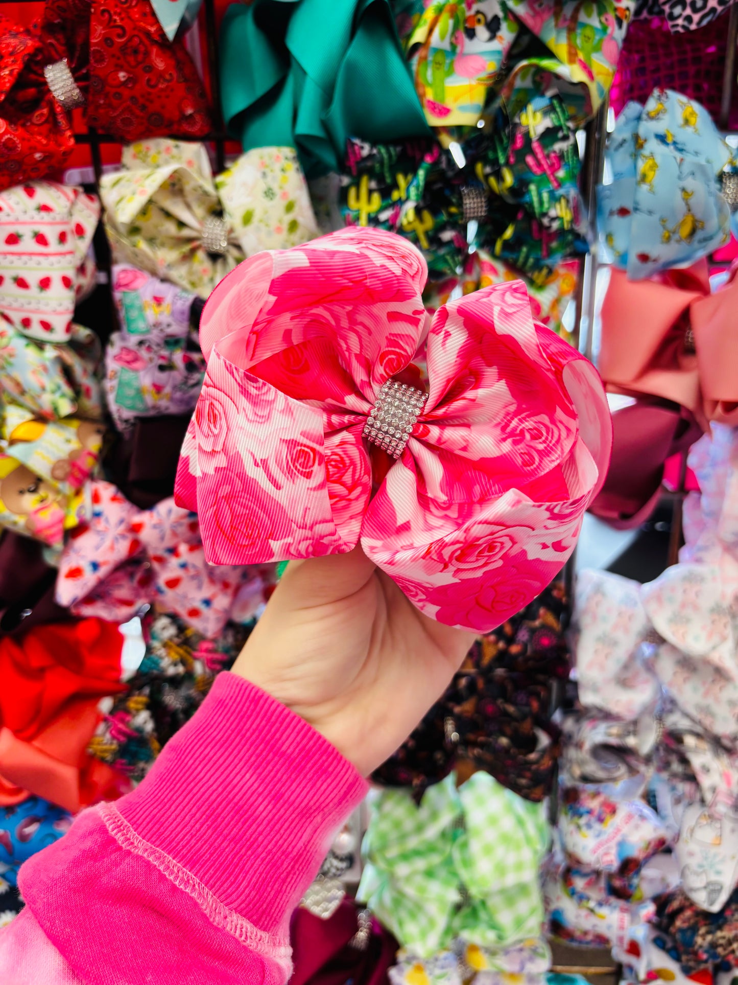 Pink roses bling bow