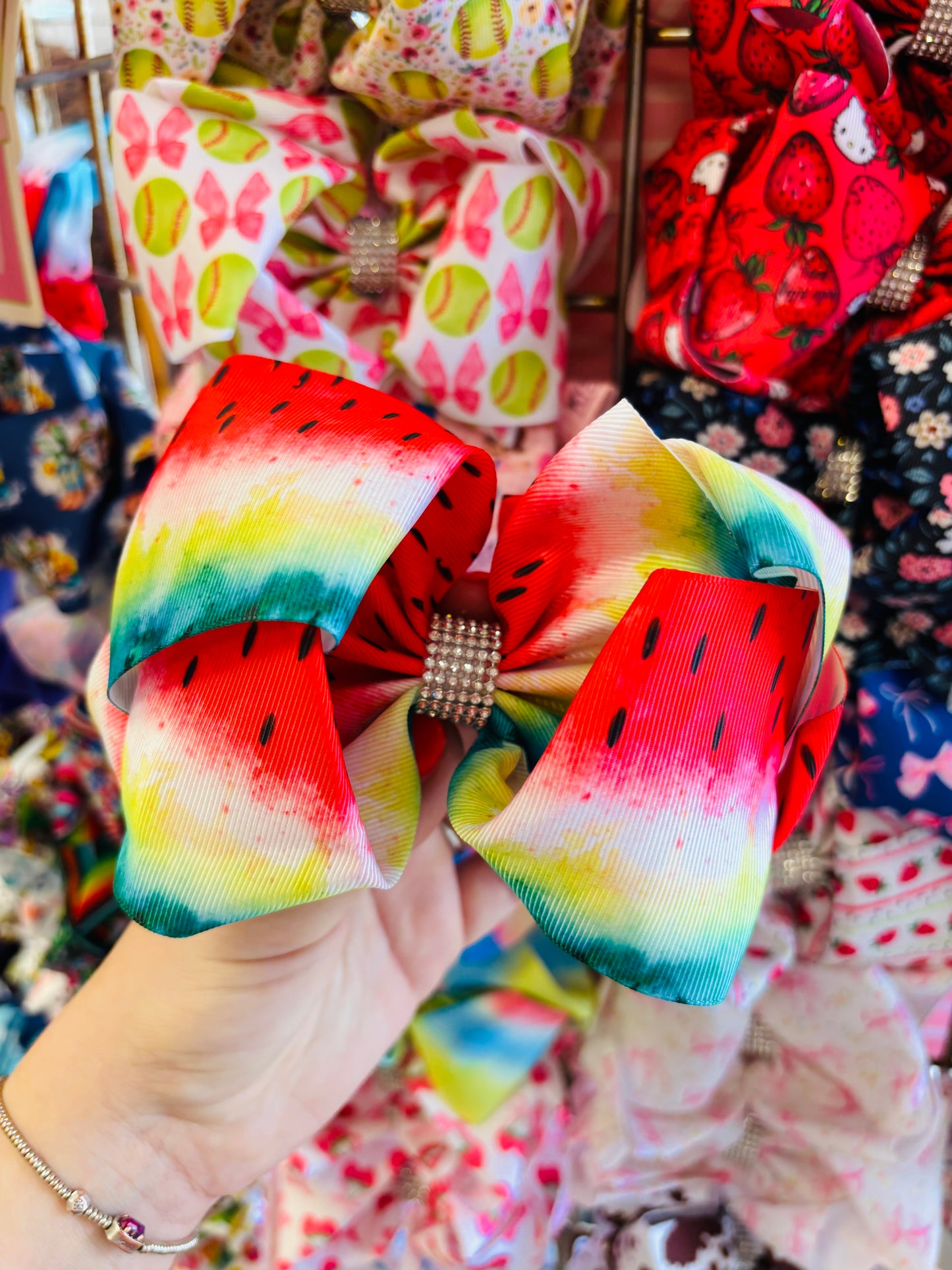 Watermelon bling bow Light