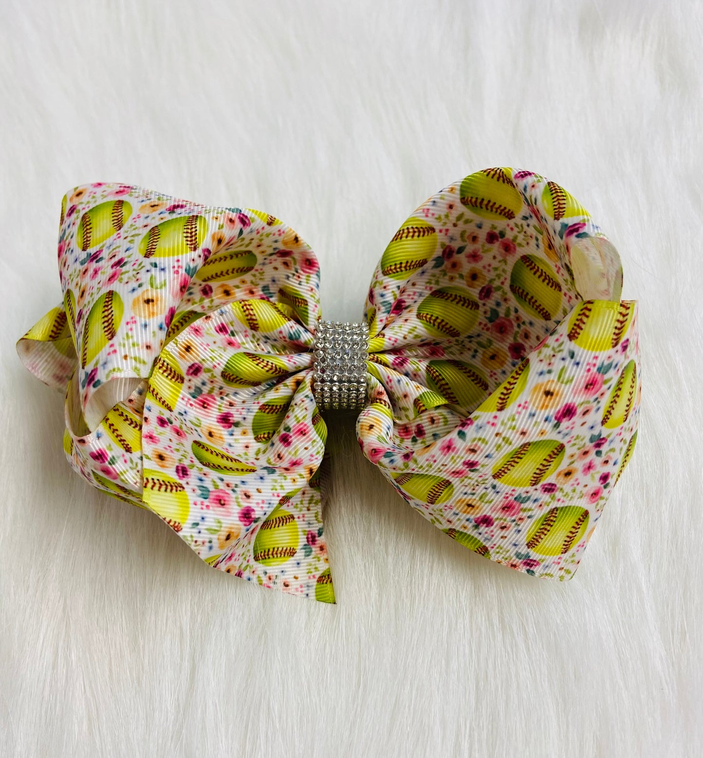 Softball floral bow