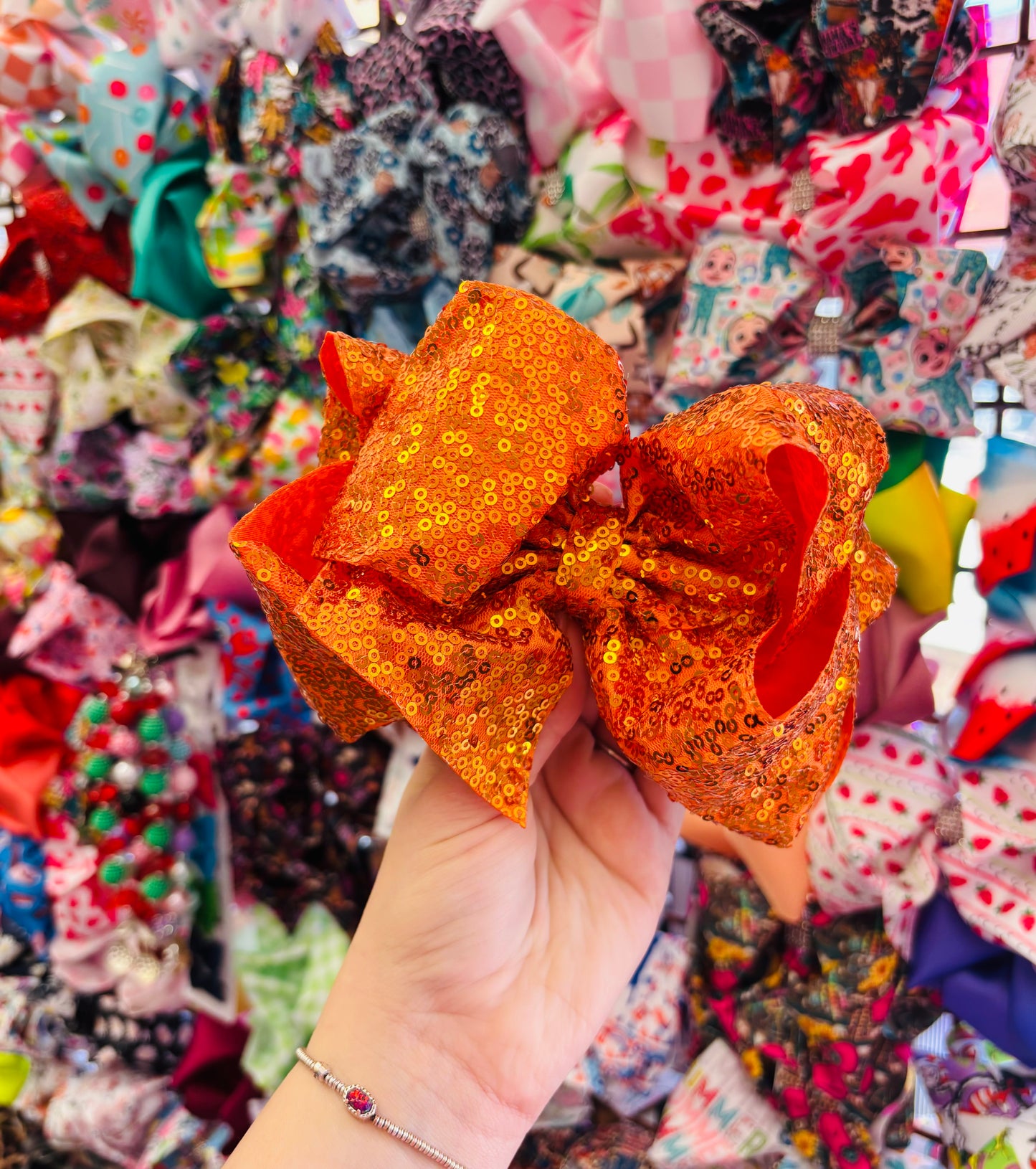 Burnt Orange Sparkle Bow