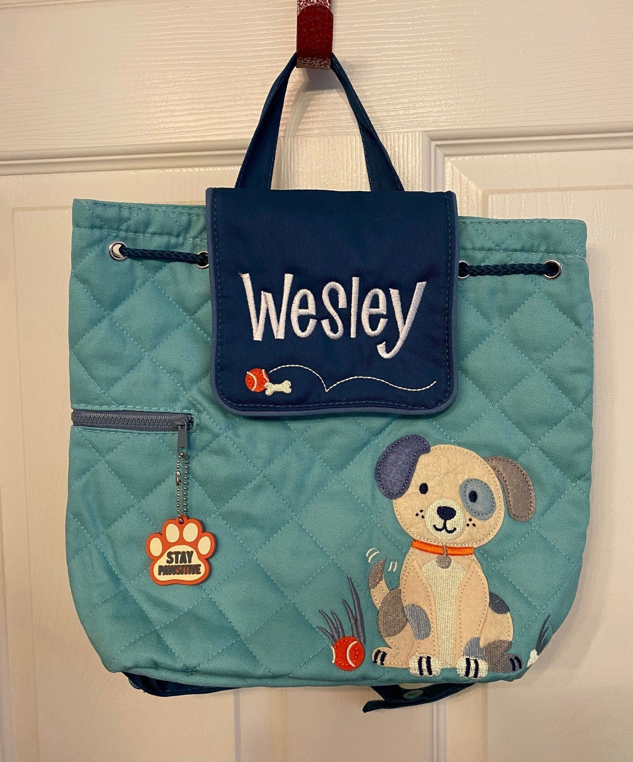 Quilted Backpack For Baby Blue Dogs