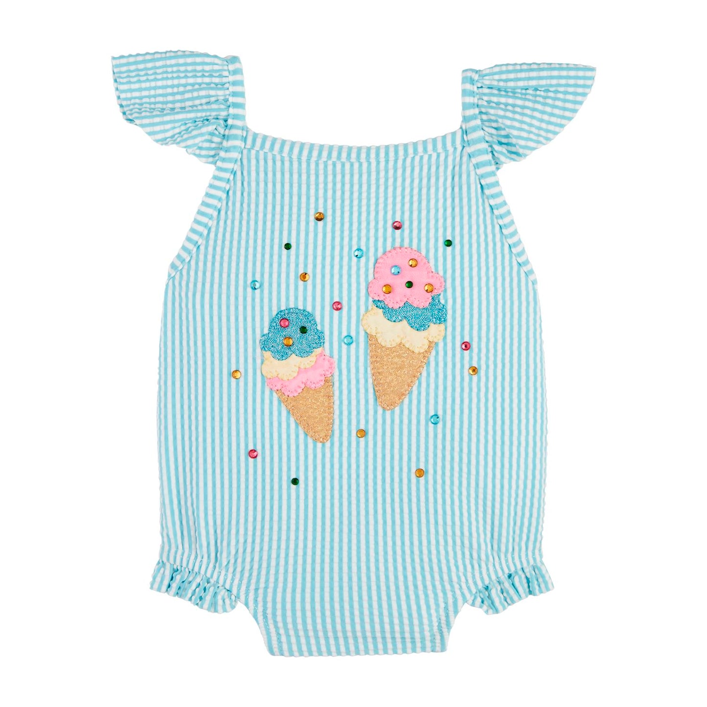 Blue seeesucker Ice cream swimsuit