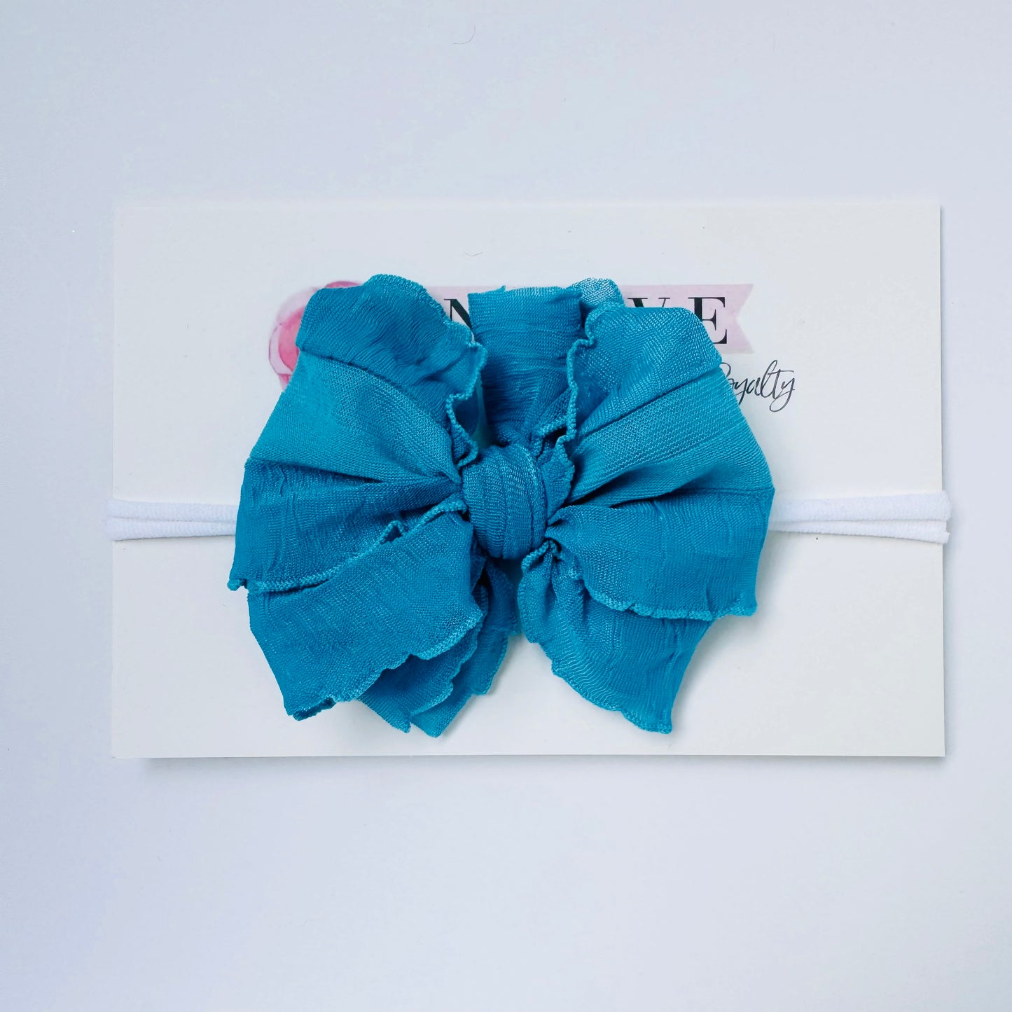 Skinny Mini Ruffled Headband- Turquoise
