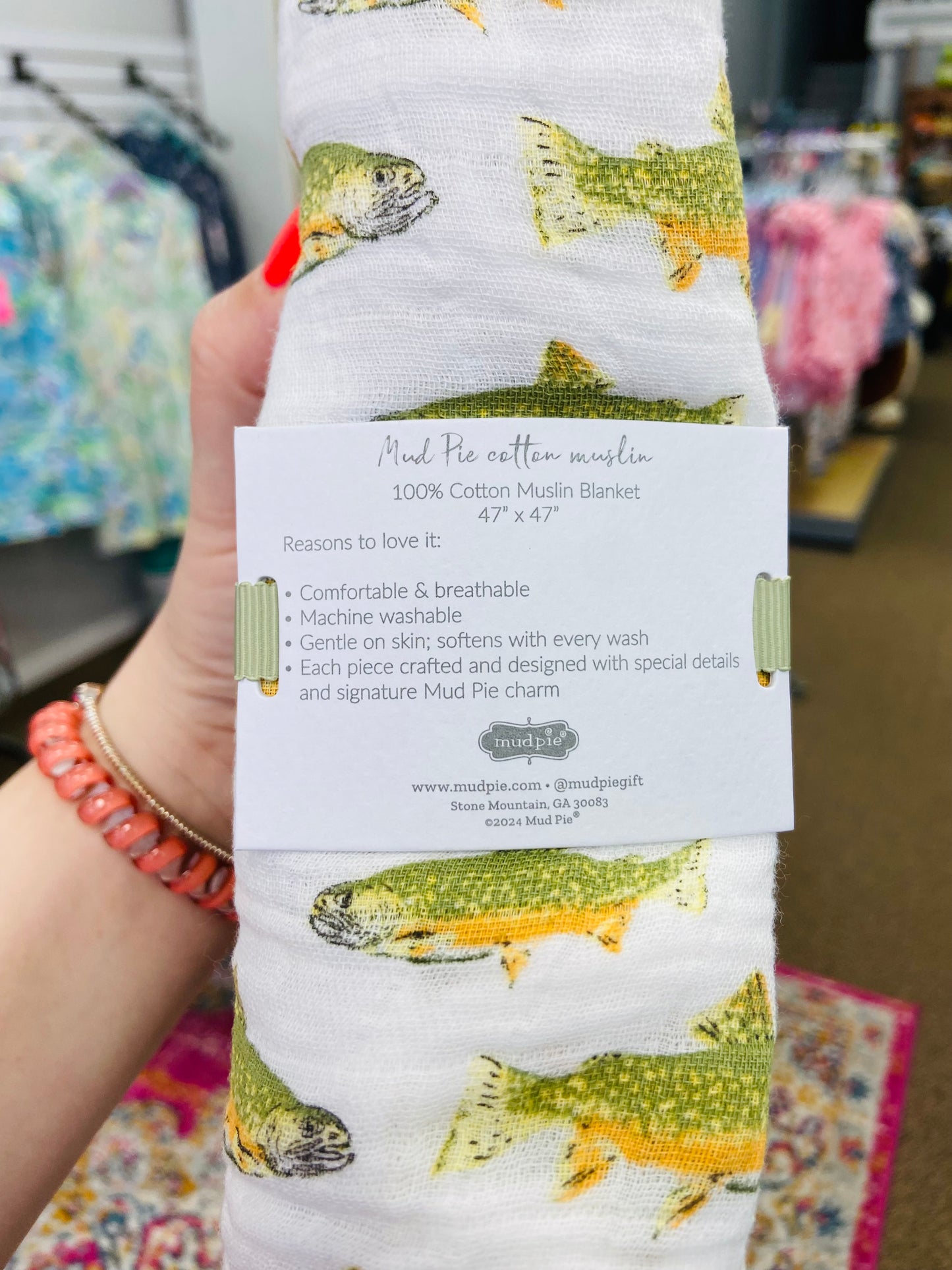 Fish swaddle & rattle set