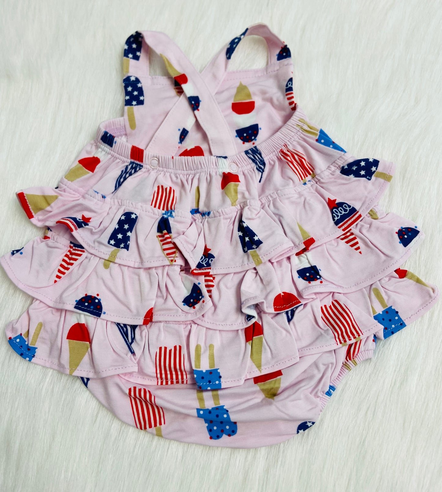 American ice cream ruffle sunsuit