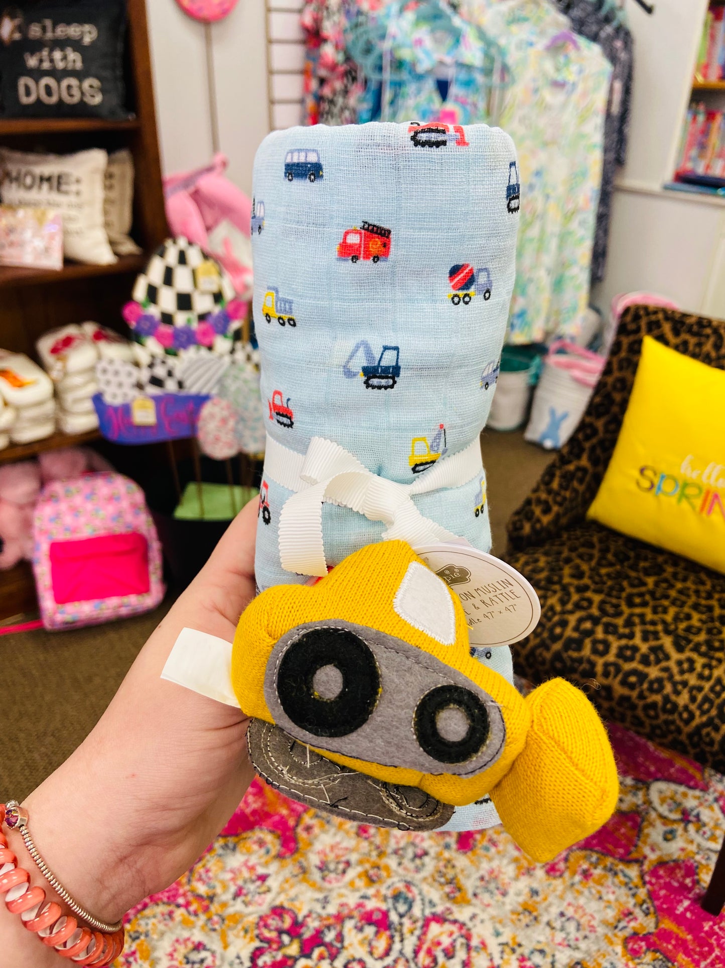 Bulldozer rattler & swaddle set