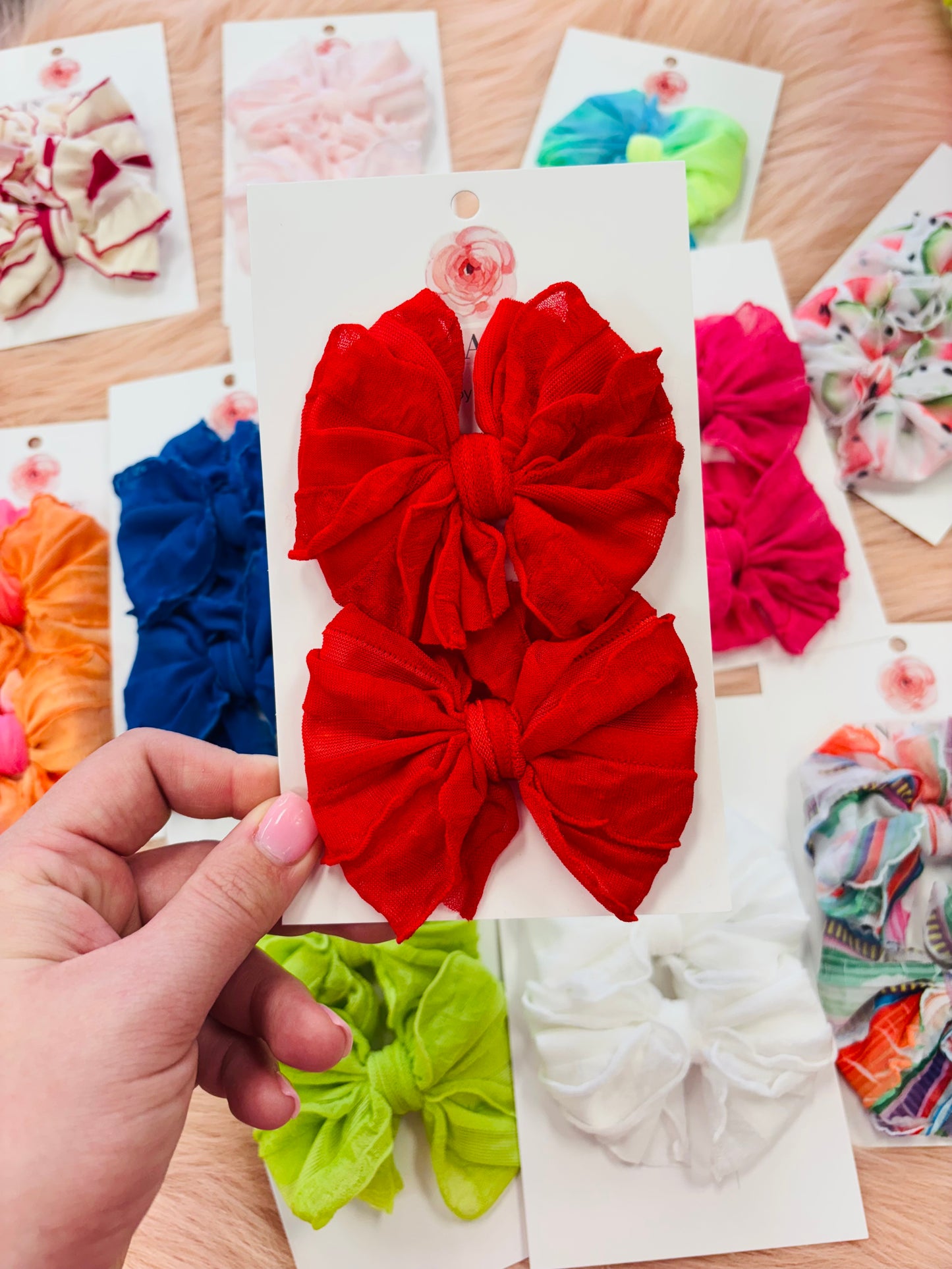 Bright Red Ruffle Clip set