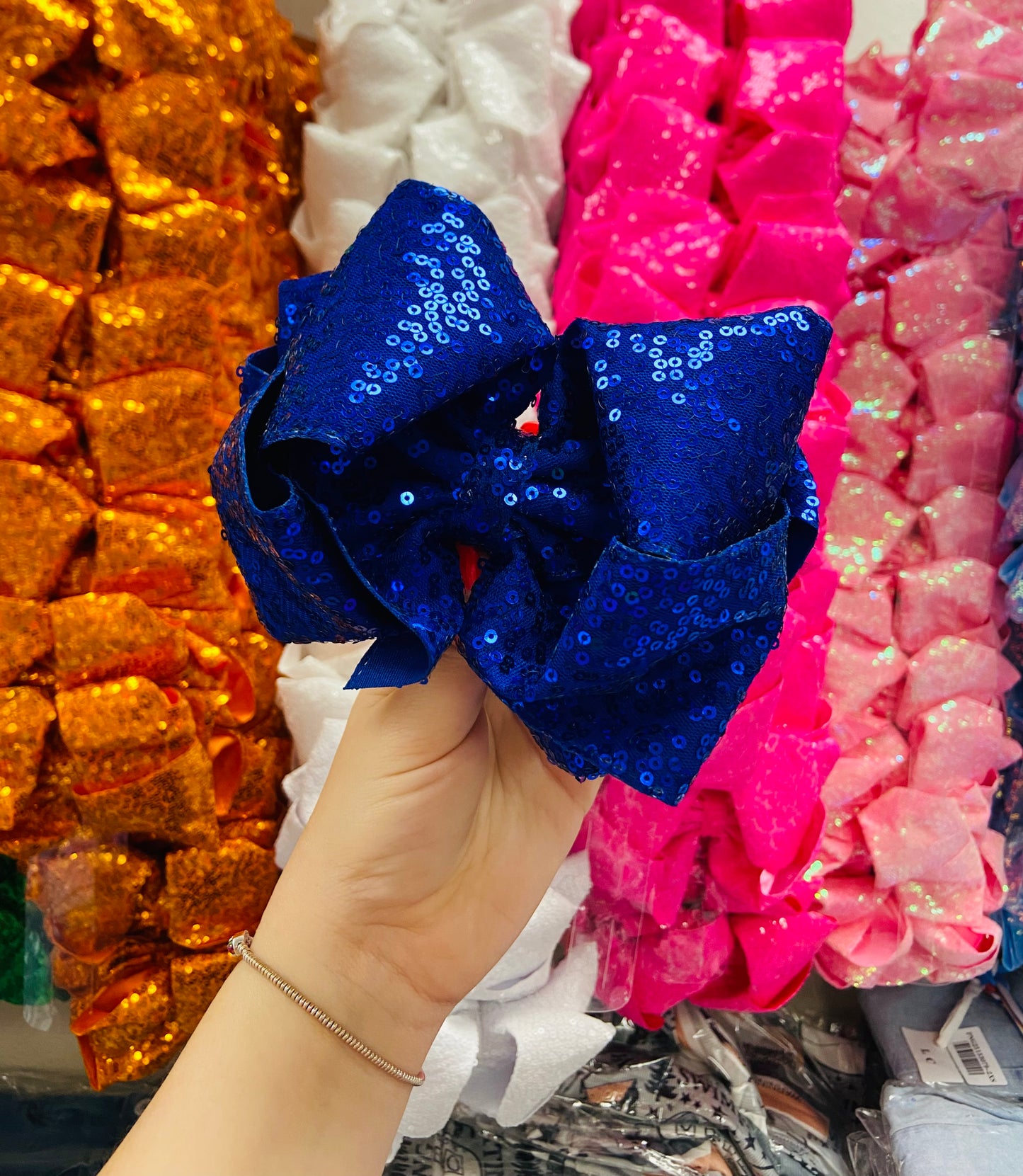 Royal blue sparkle bling Bow