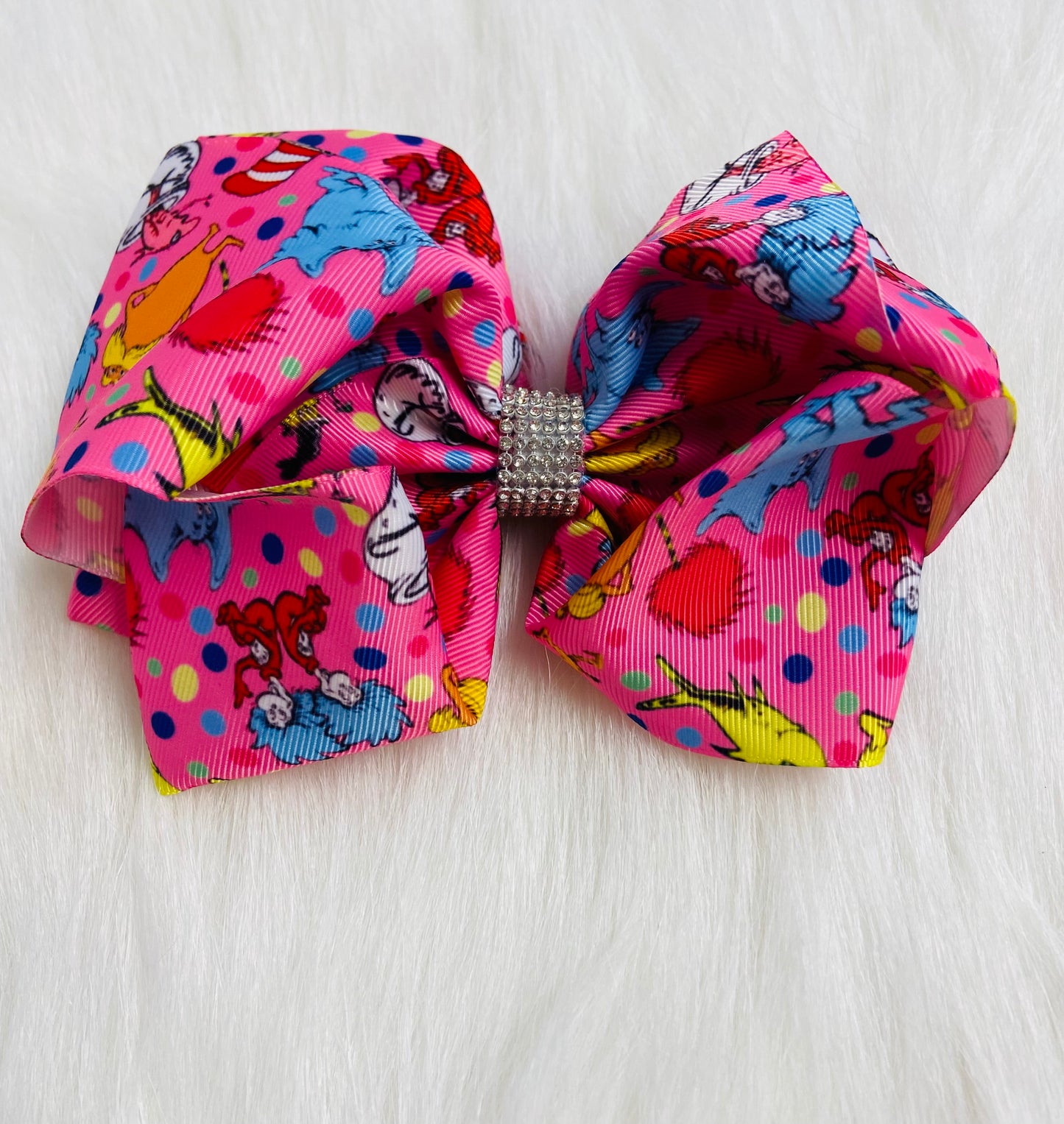 Pink Dr Seuss bow
