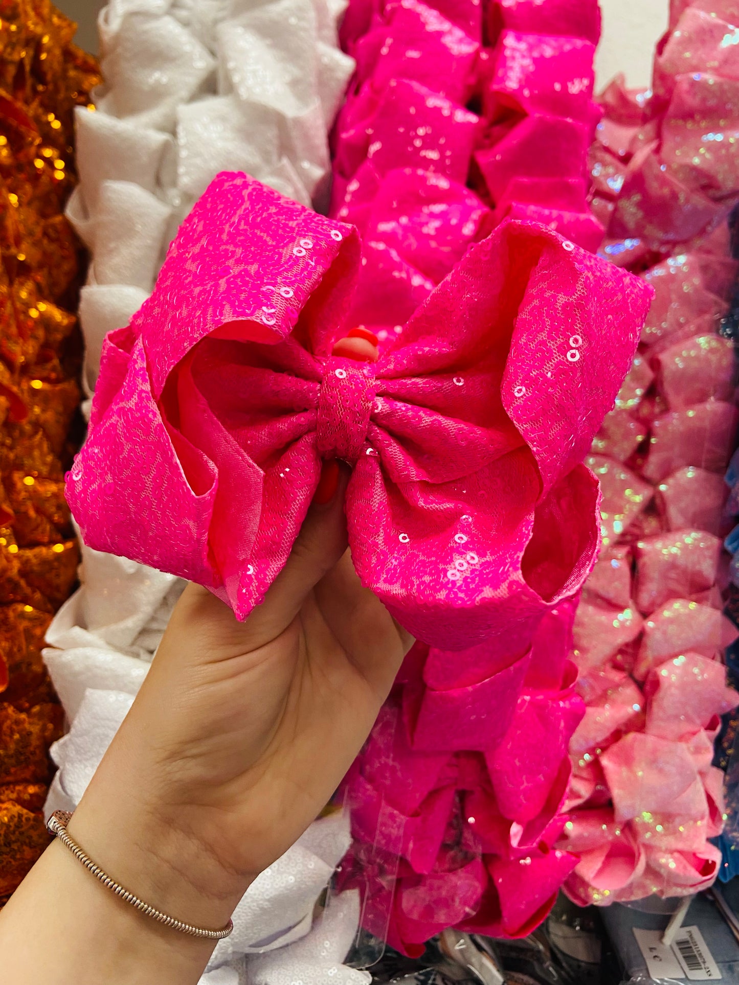 Hot pink sparkle bling bow