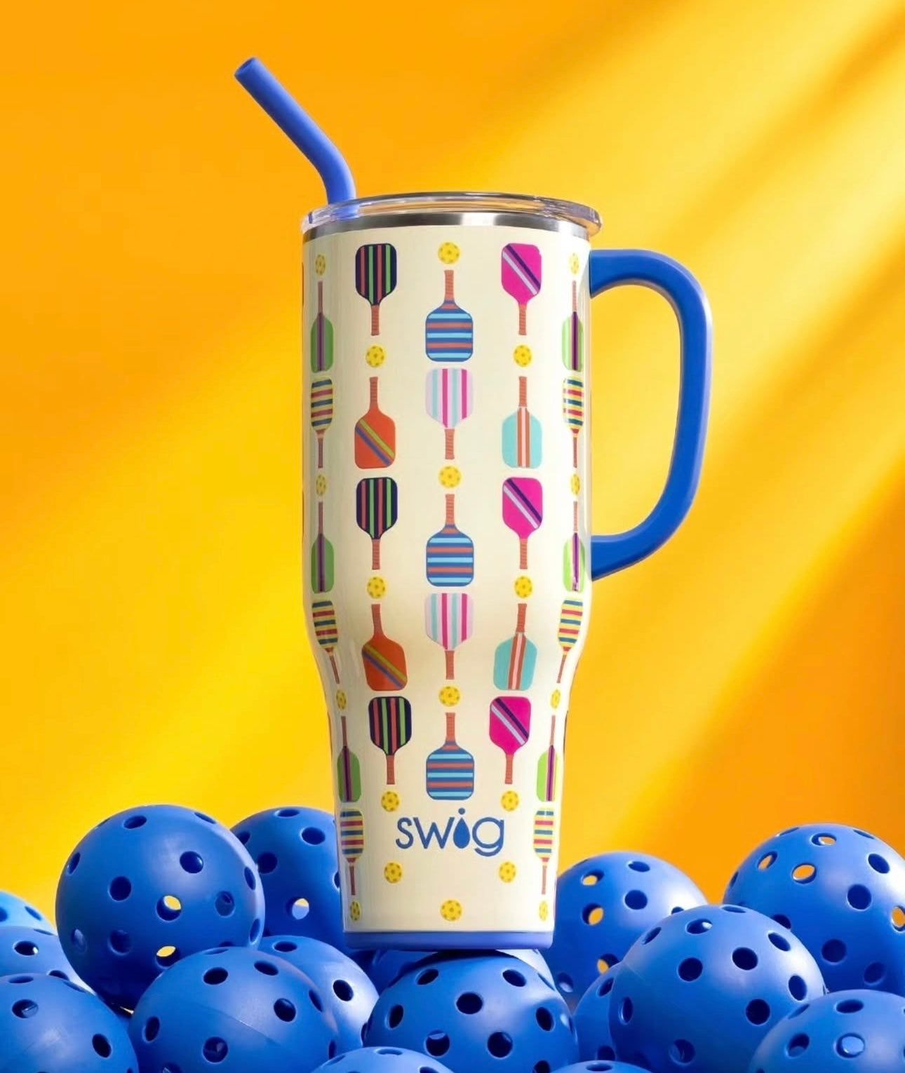Pickle ball tumbler with straw
