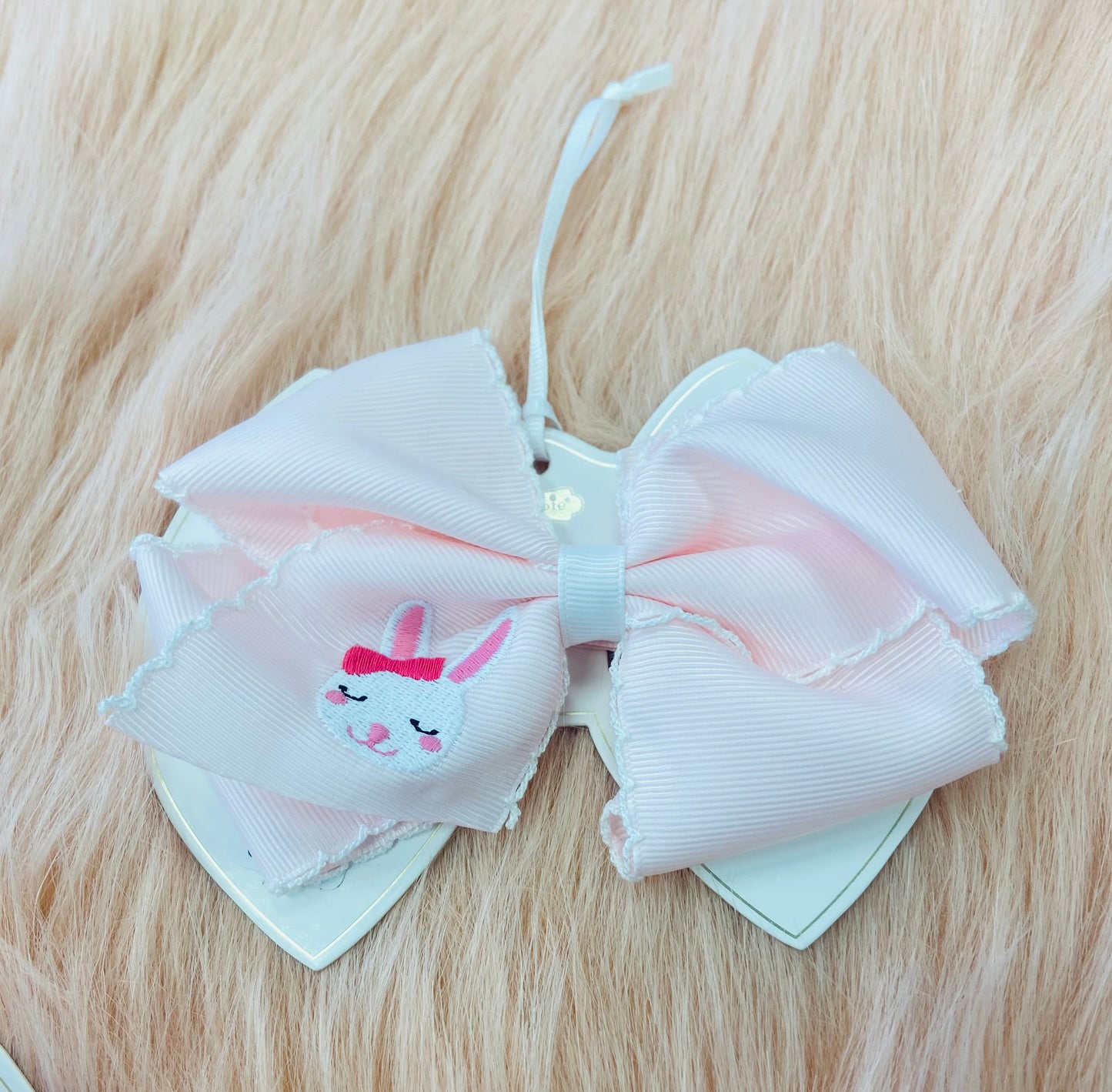 Easter bunny embroidery bow
