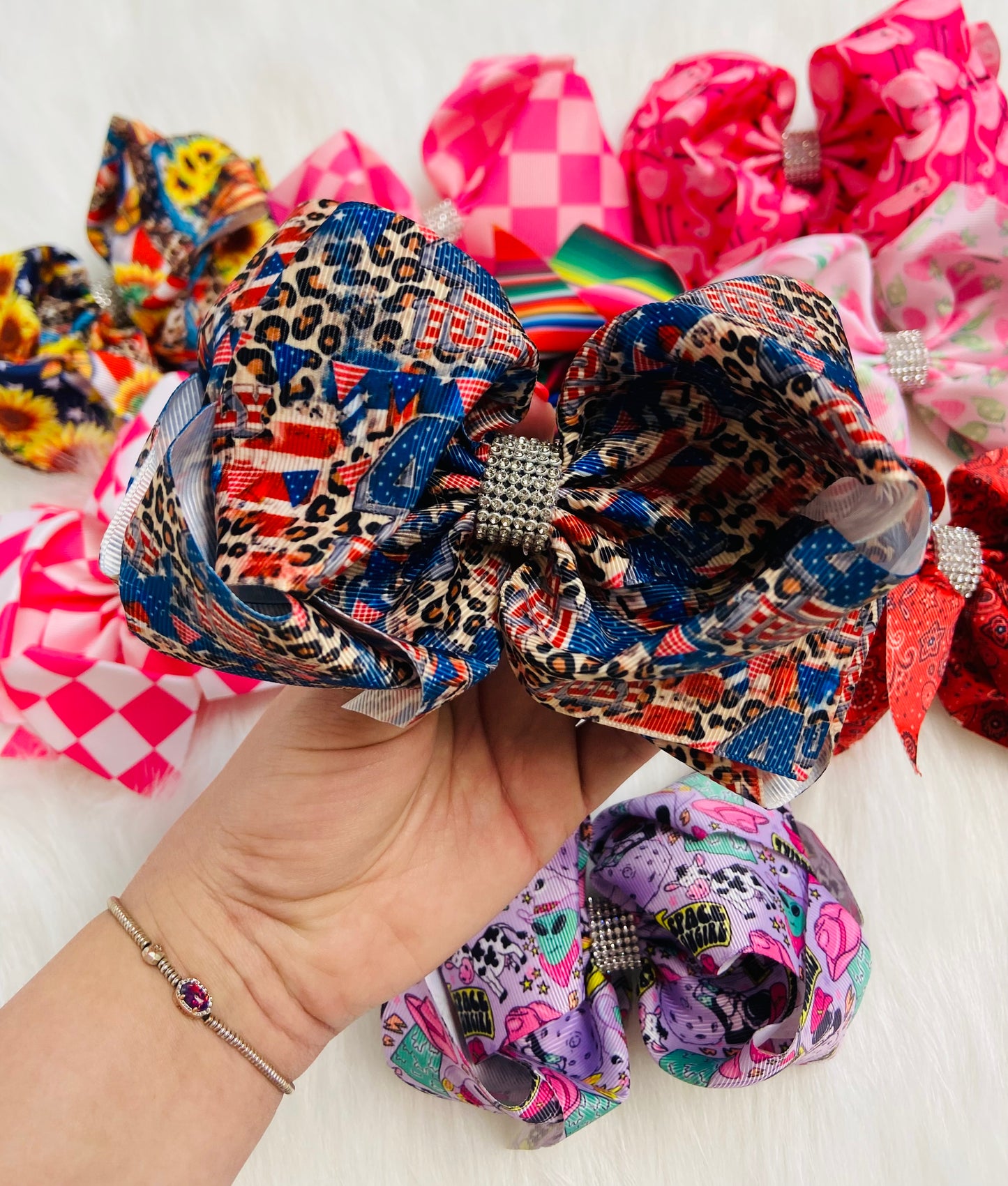 4th of July bling bow