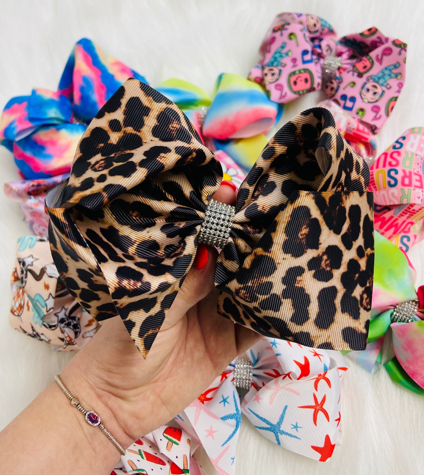 Leopard Bling Bow