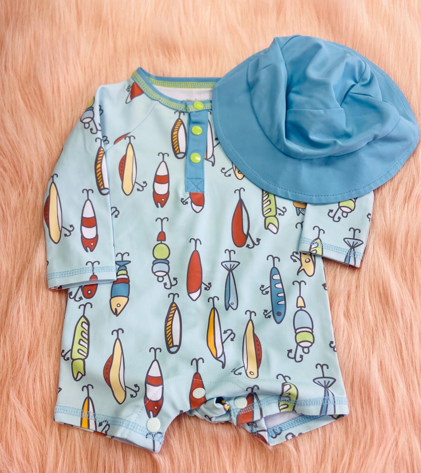 Light blue Fishy swim + Hat Mud pie