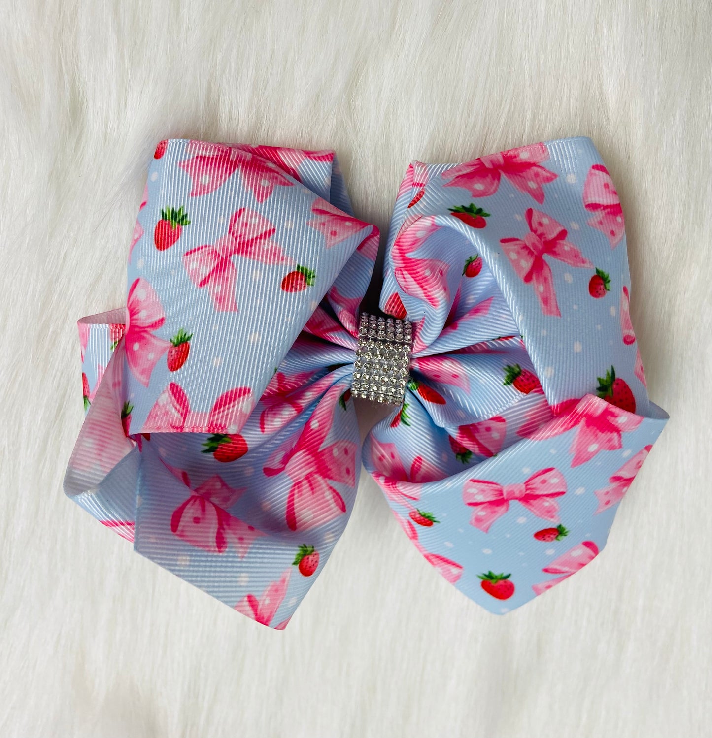 Light blue strawberry bow