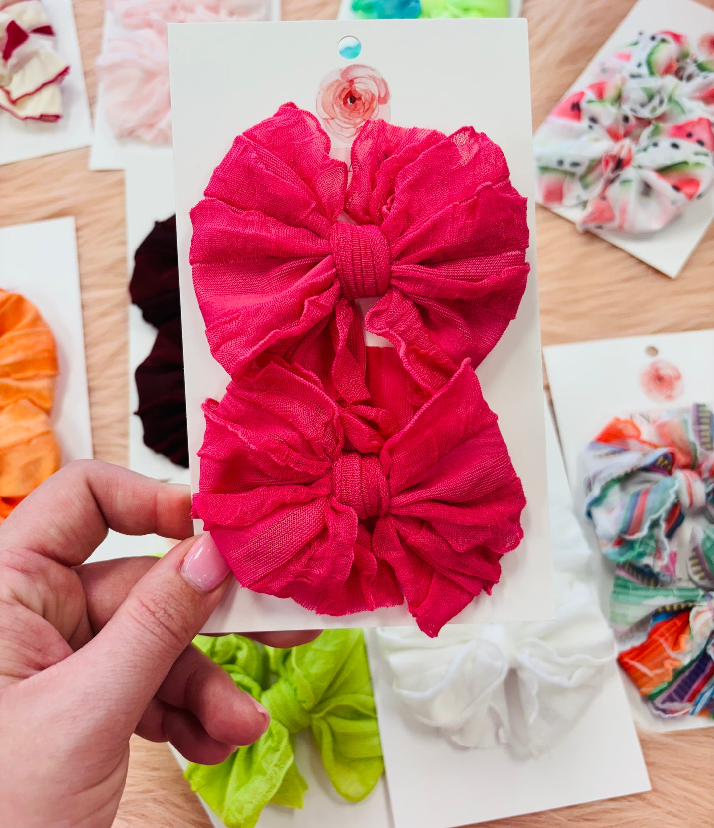 Hot Pink Ruffle clip set