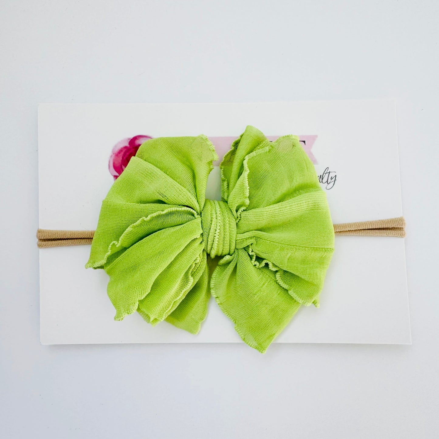 Skinny Mini Ruffled Headband- Lime