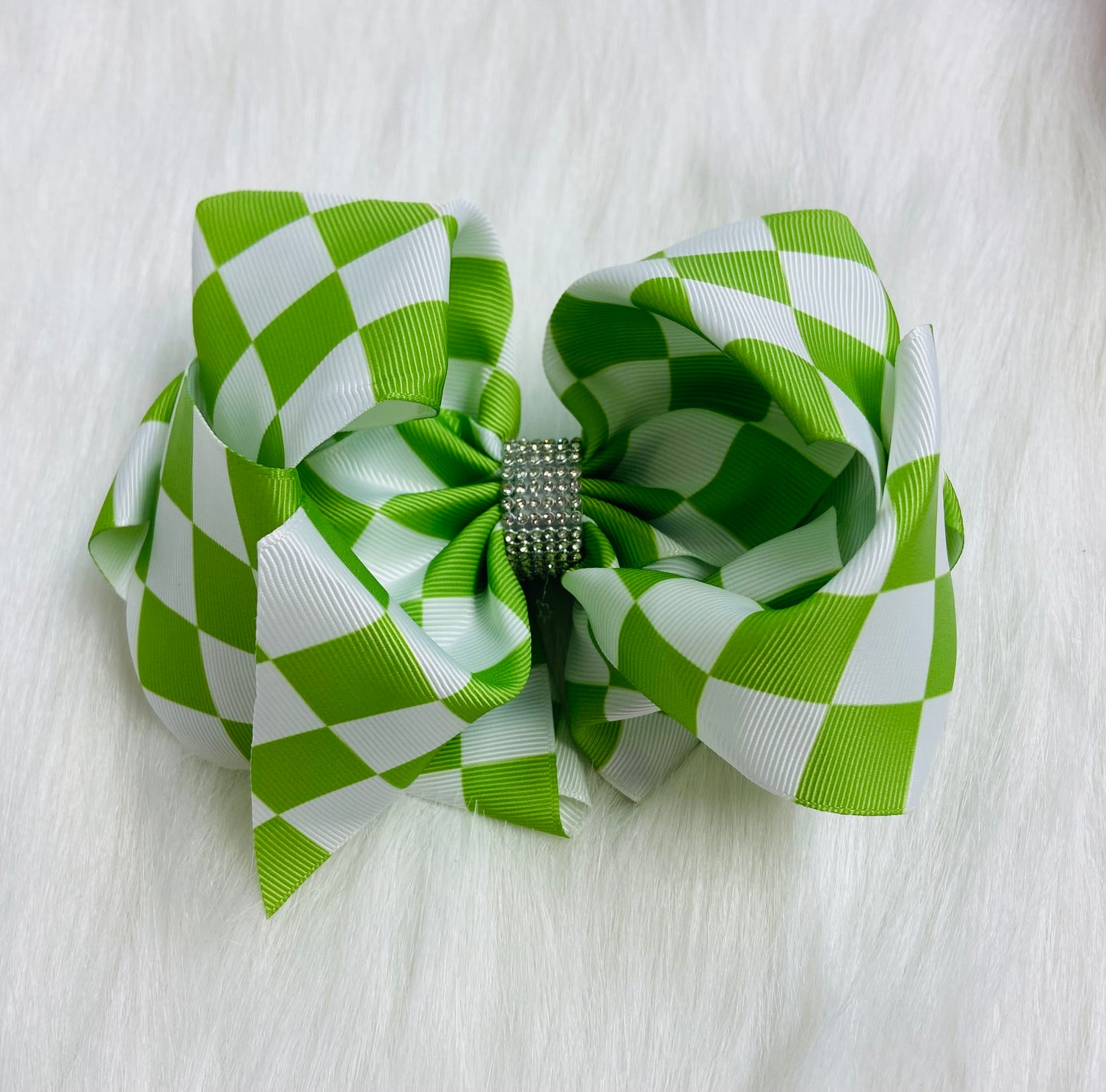 Green checkered bow