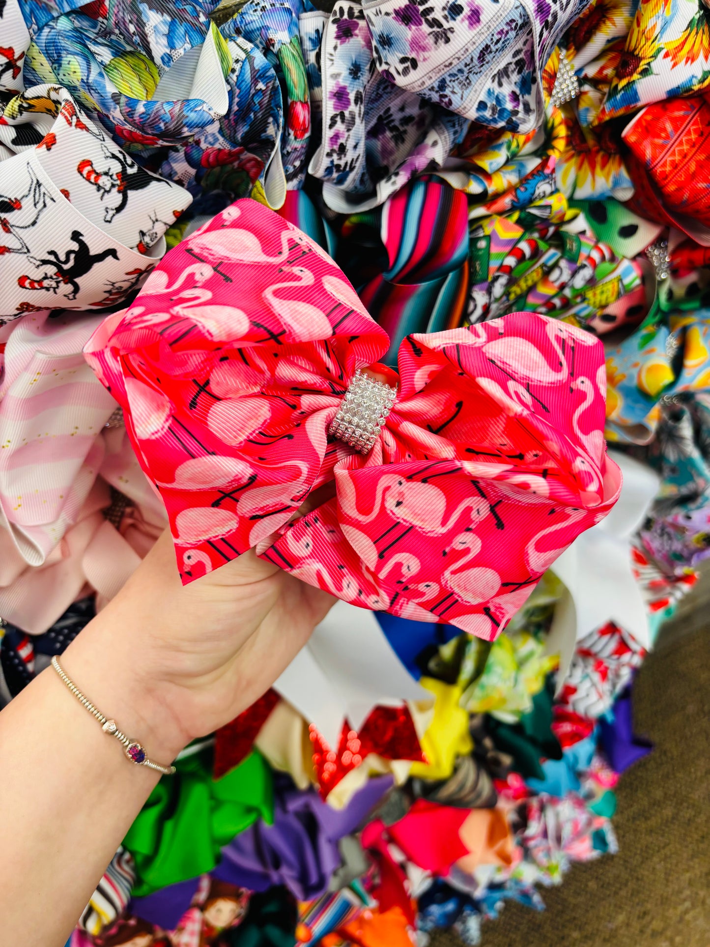 Pink Flamingo Bling Bow