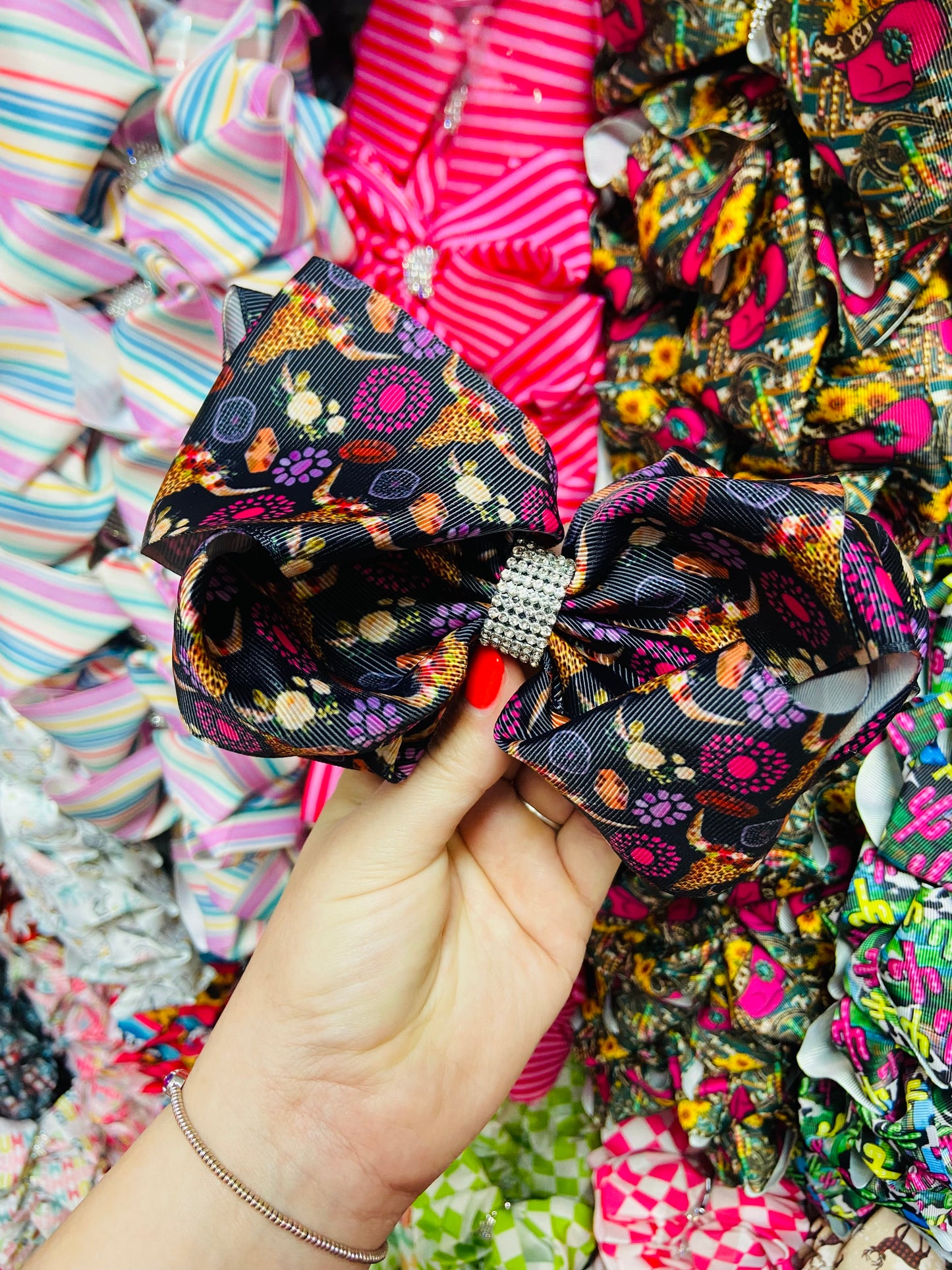 Black western bling bow