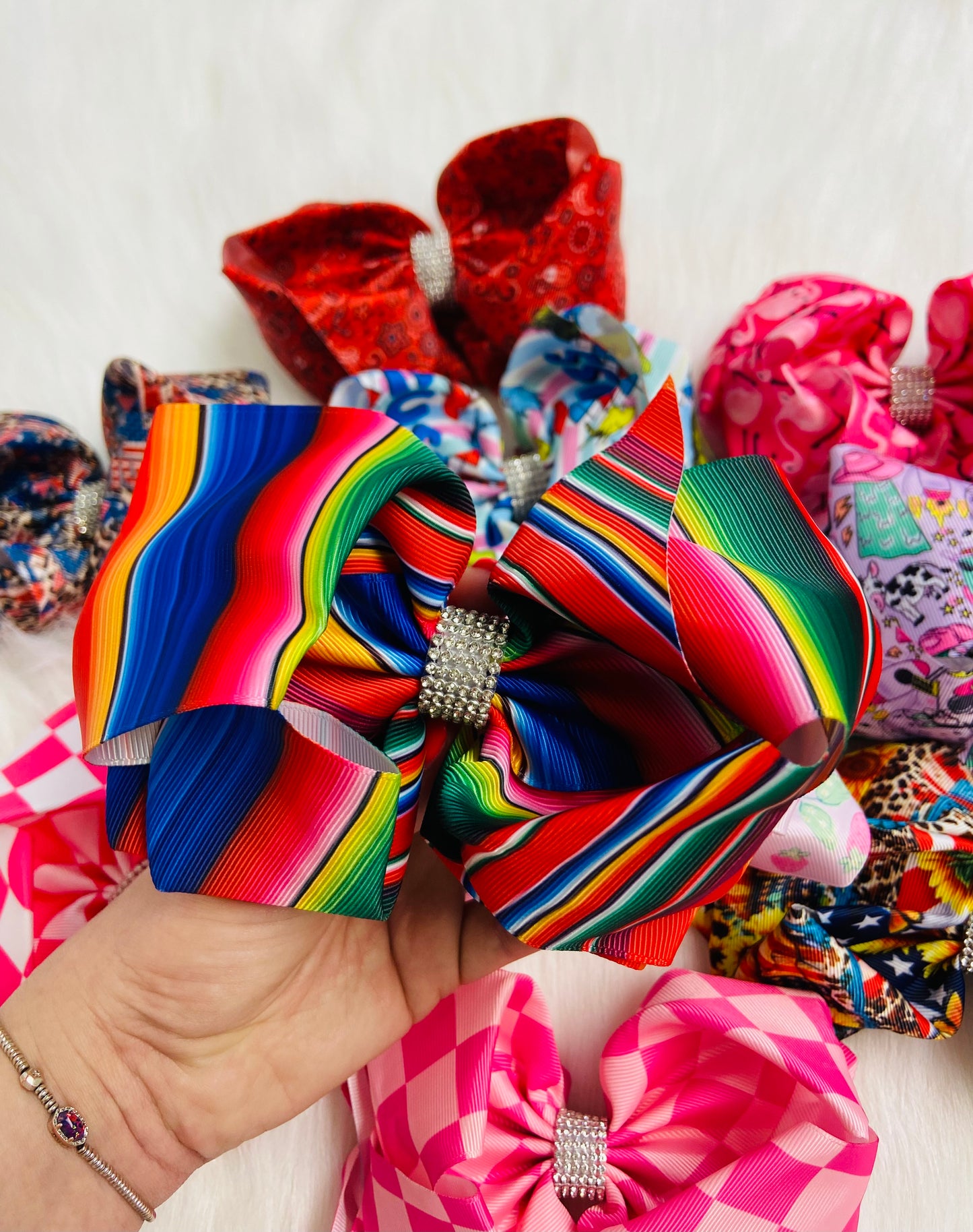Bright serape bling bow