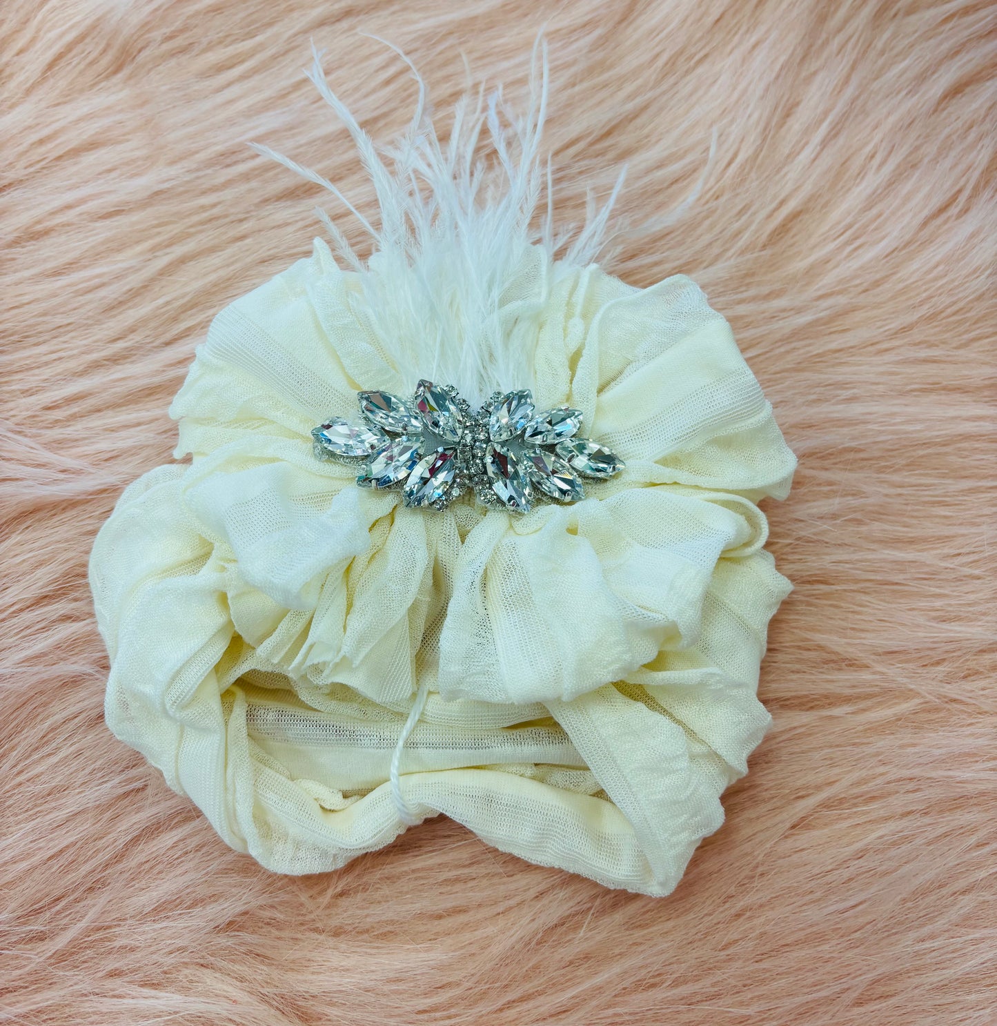 Ivory Feather Rhinestones Headband