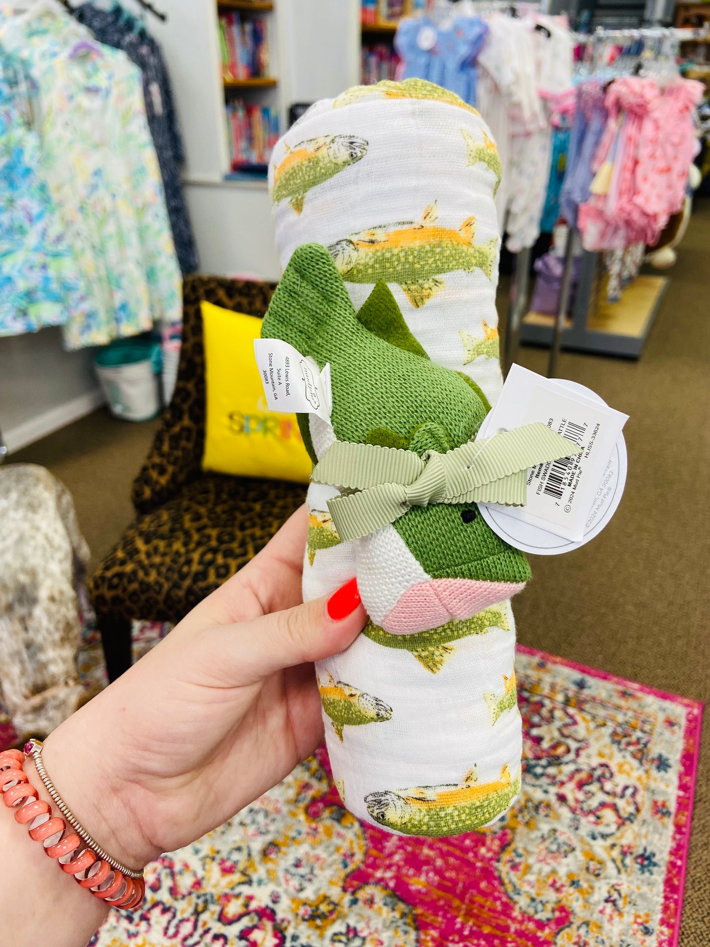 Fish swaddle & rattle set