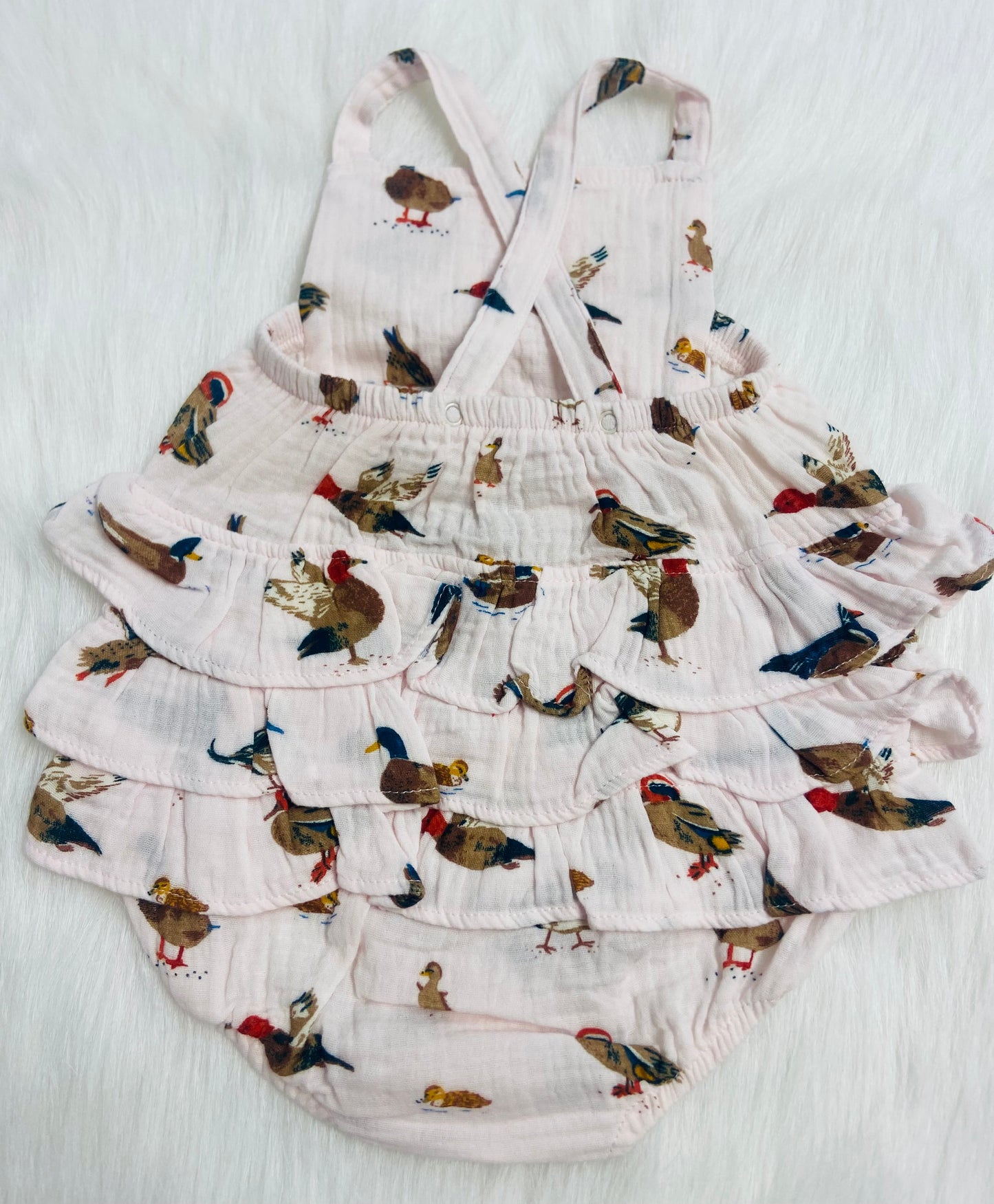 Ducks print ruffle sunsuit