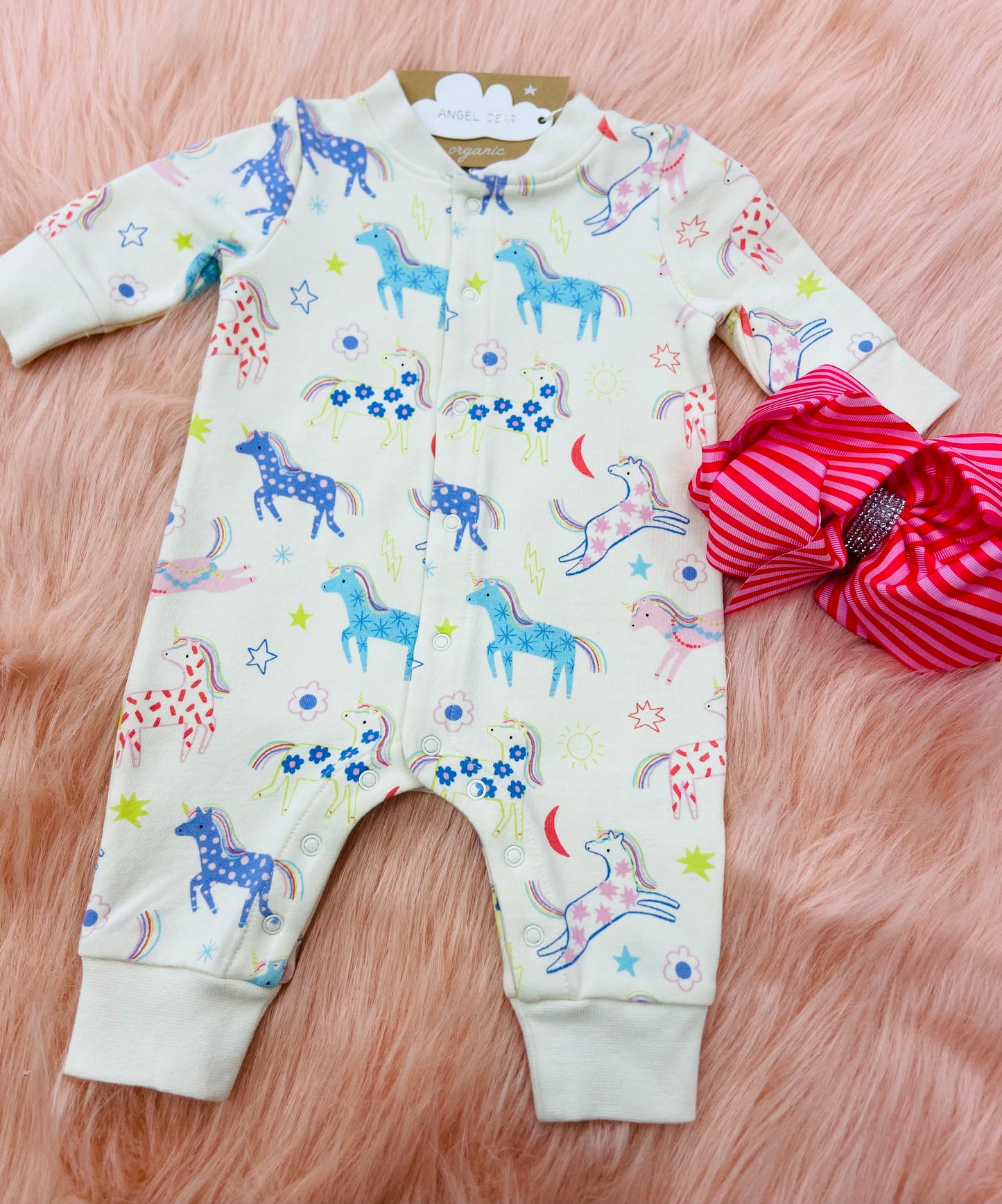 Angel Dear unicorn baseball collar romper