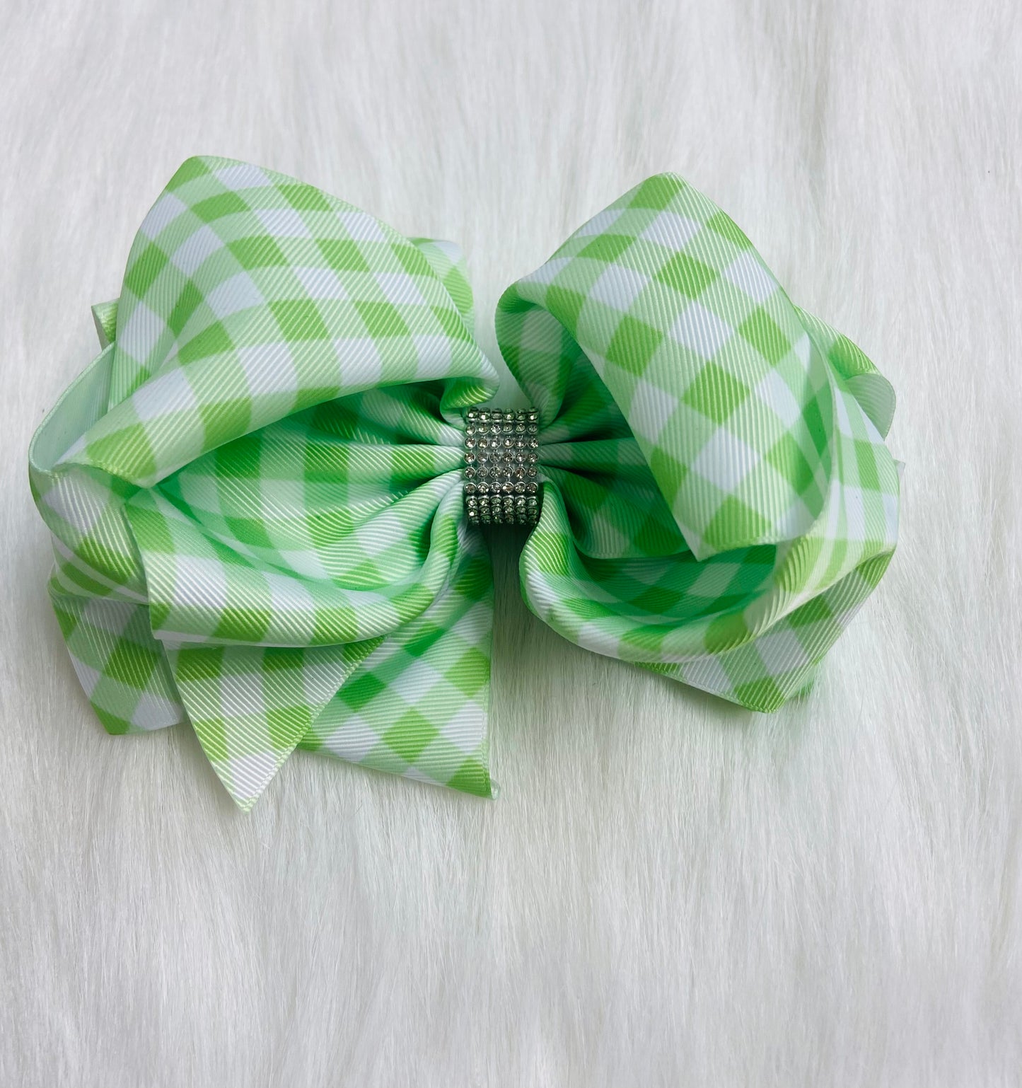 Green gingham bow