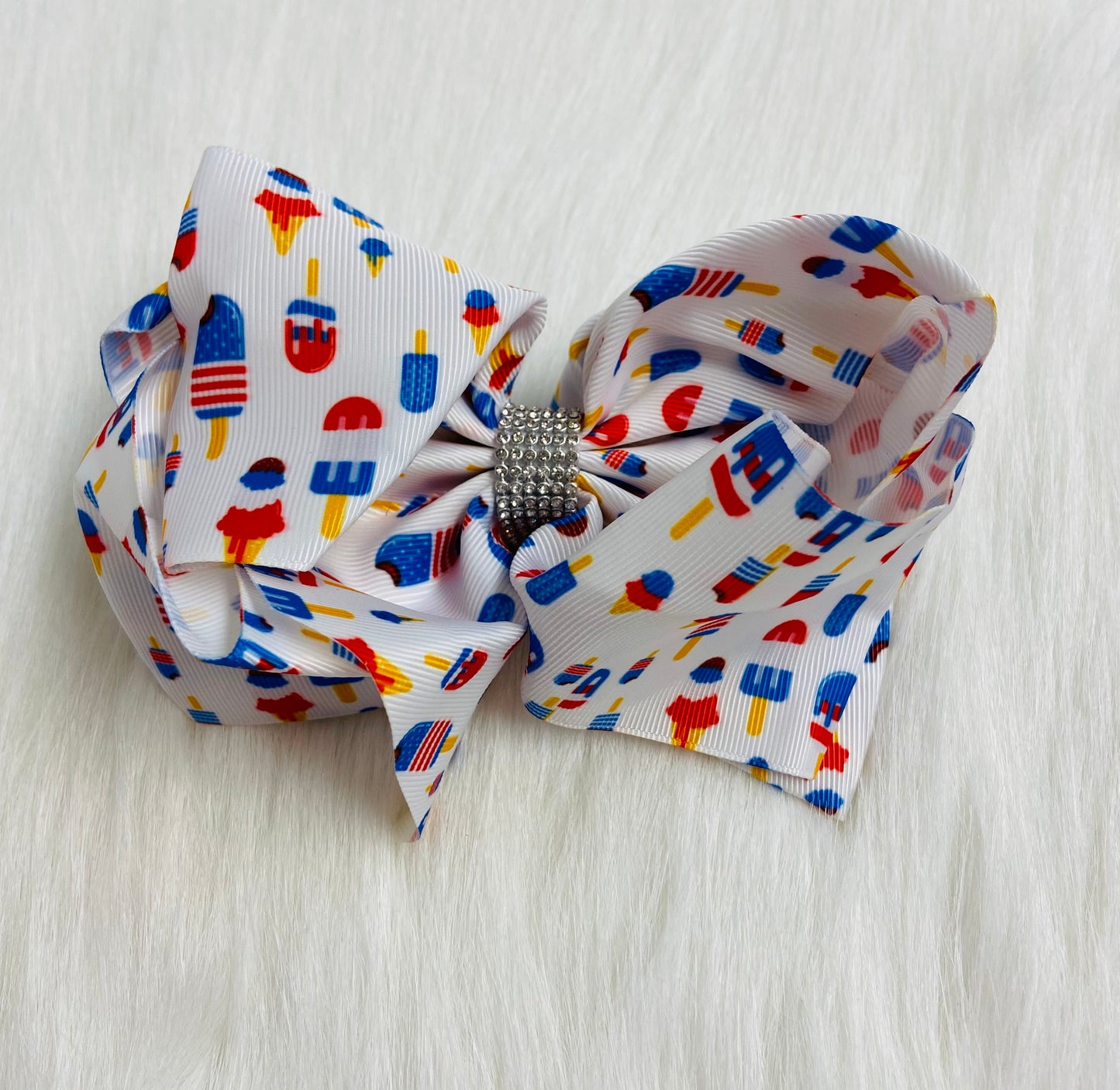 Popsicle red white and blue bow