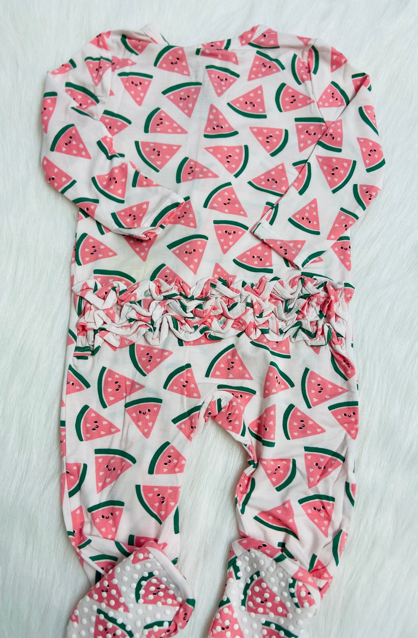 Watermelon 2 way ruffle footie