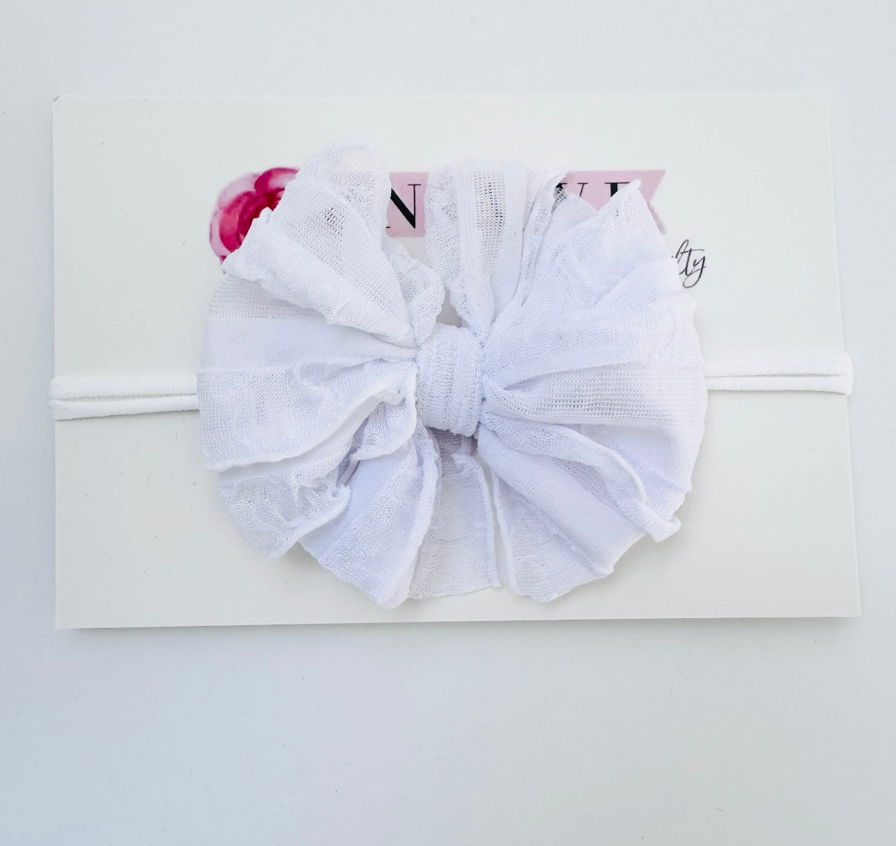 Skinny Mini Ruffled Headband- white