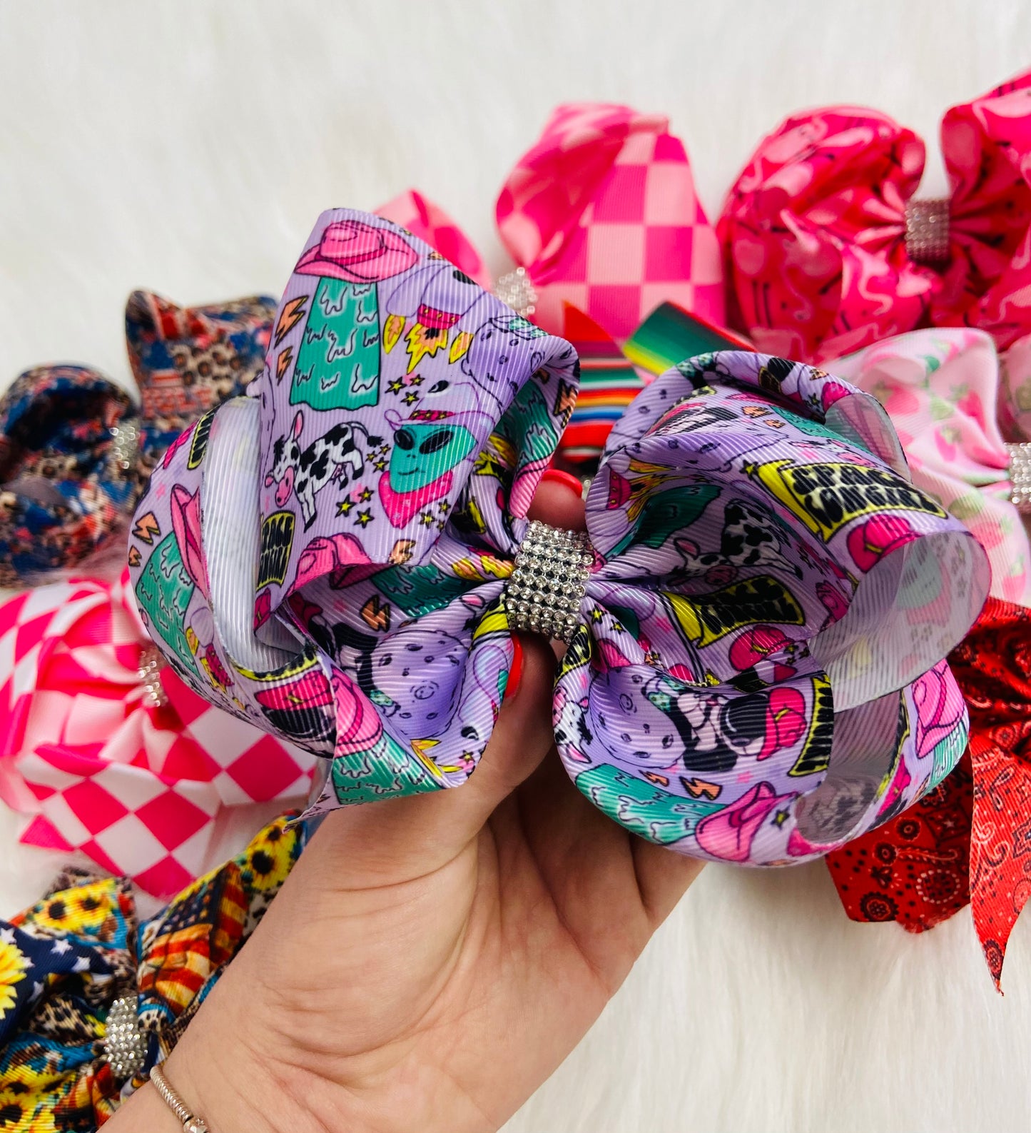 Space cowgirl bling bow