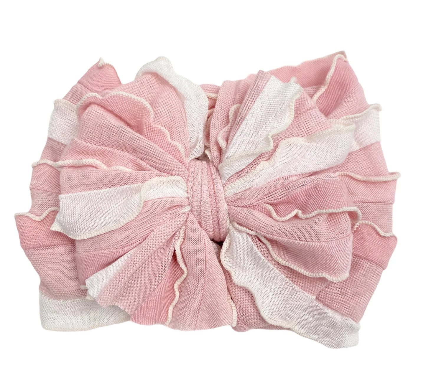 Ruffled headband- tickled pink striped