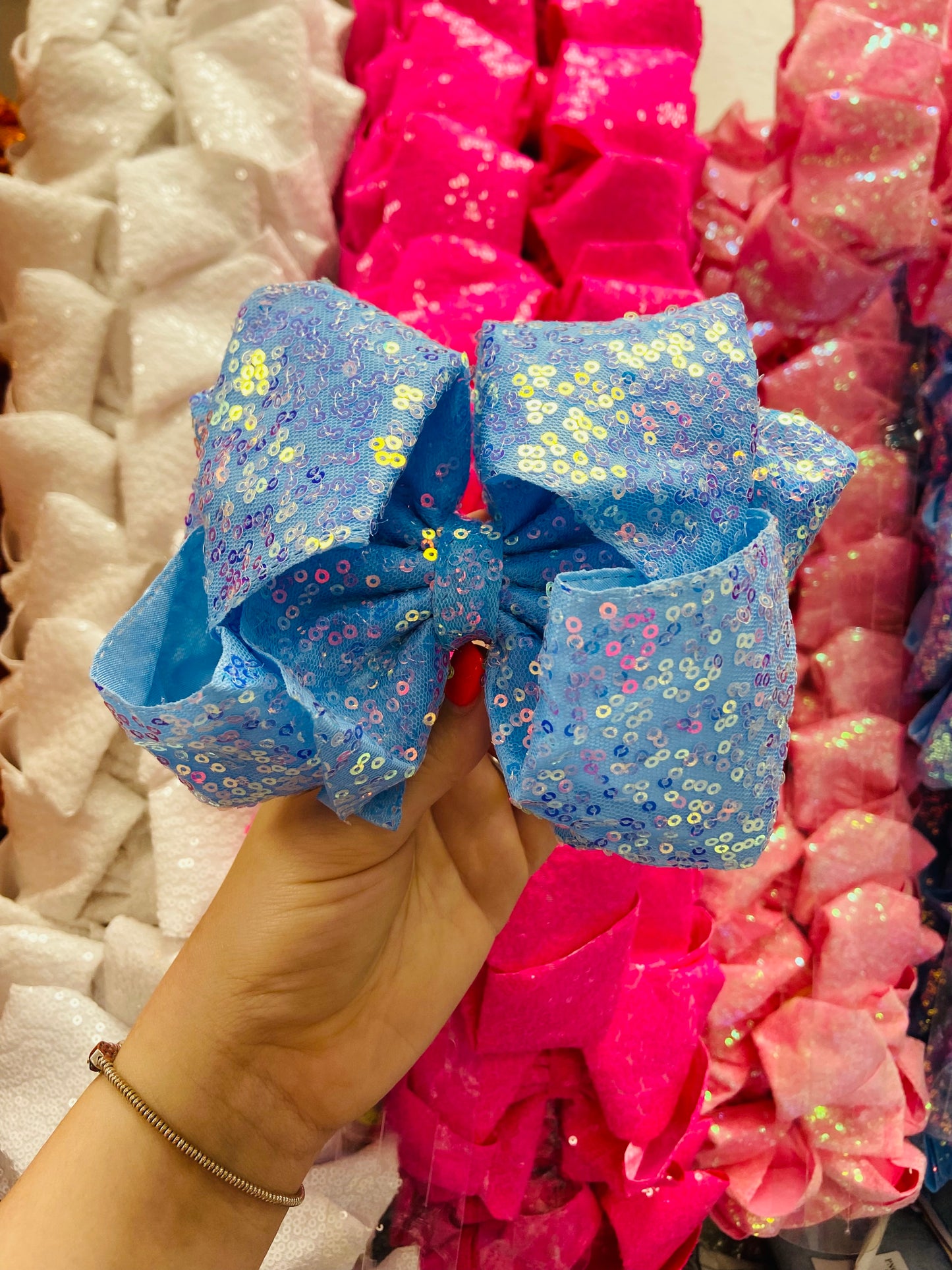Blue sparkle bling bow