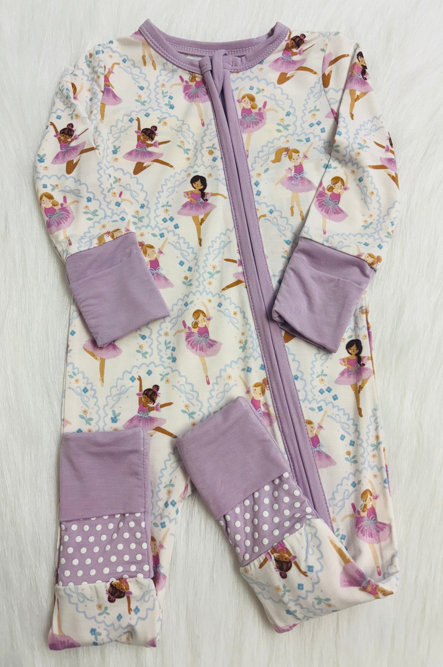 Bow ballerinas 2 way zipper romper