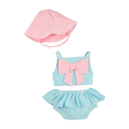 Seersucker 3 piece swim set