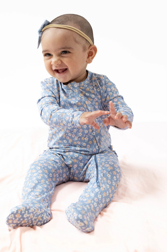Country Calico 2 way zipper ruffle footie